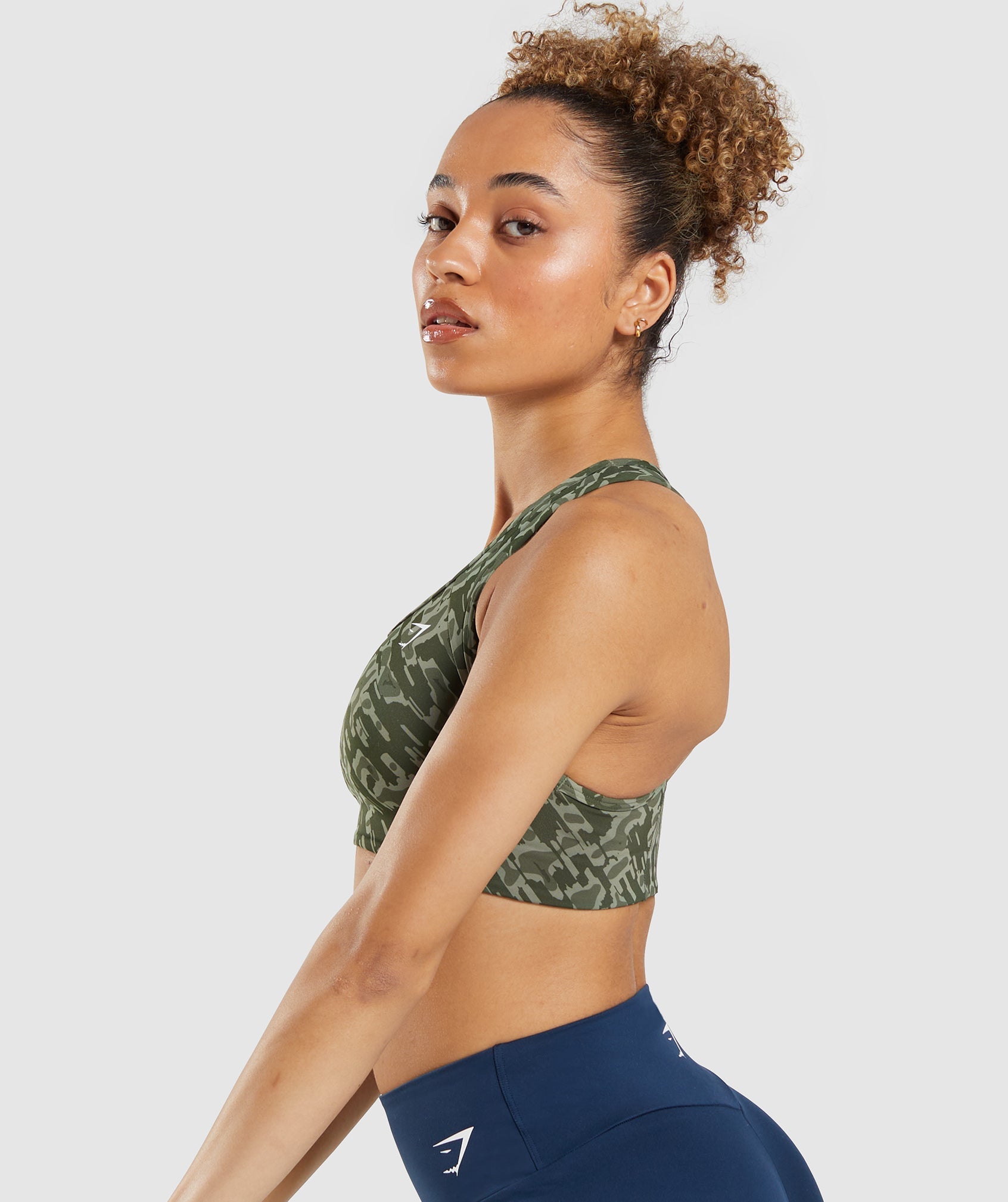 Essential Racer Back Sports Bra in Green Print - view 4