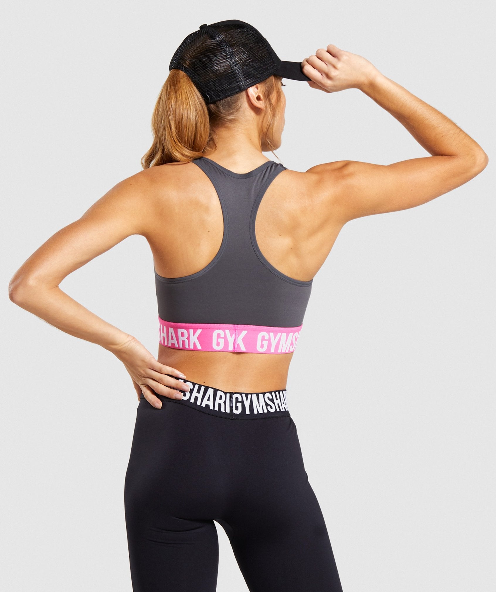 Gymshark Fit Sports Bra - Charcoal/Pink Image B
