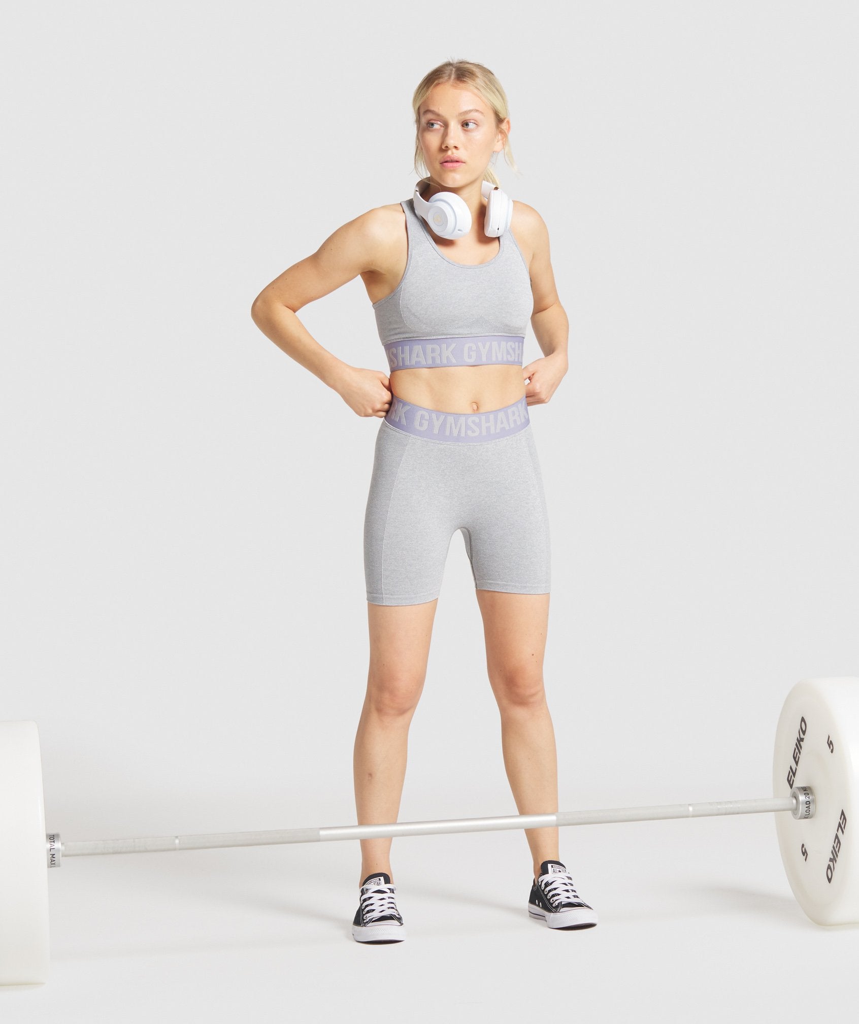 Flex Sports Bra in Light Grey Marl/Blue - view 3