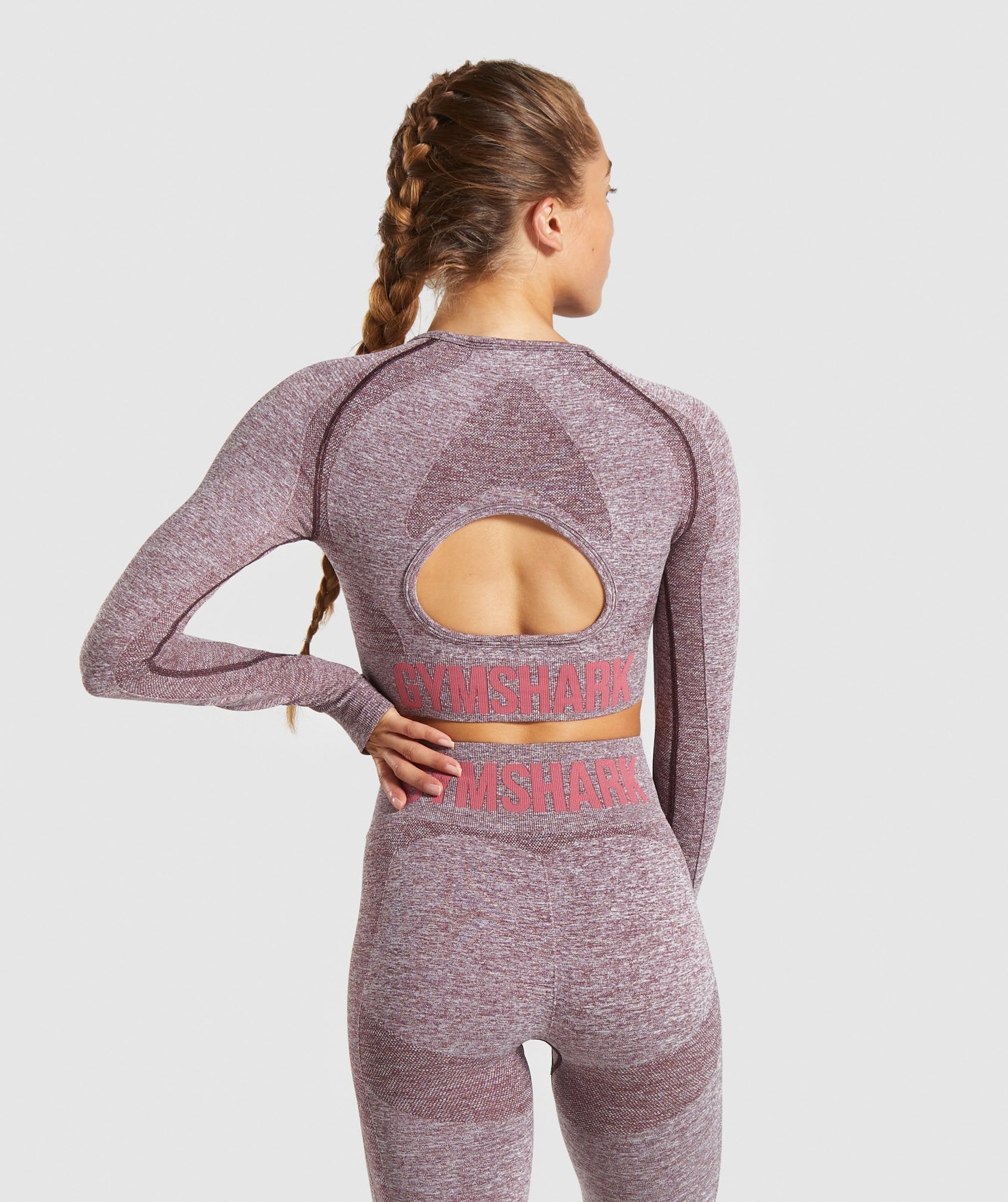 Flex Sports Long Sleeve Crop Top in Berry/Rose