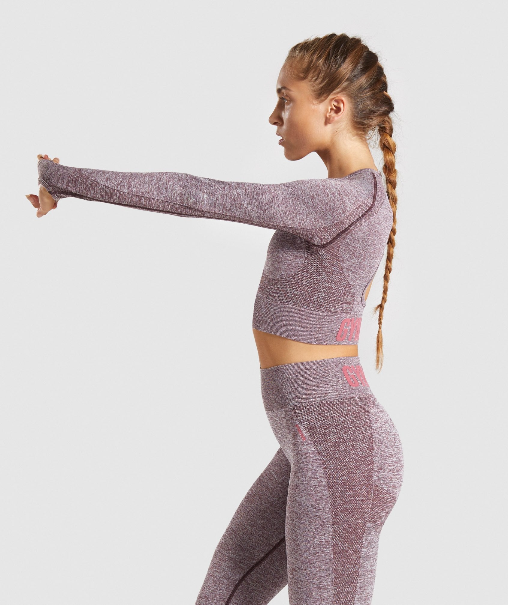 Flex Sports Long Sleeve Crop Top in Berry/Rose