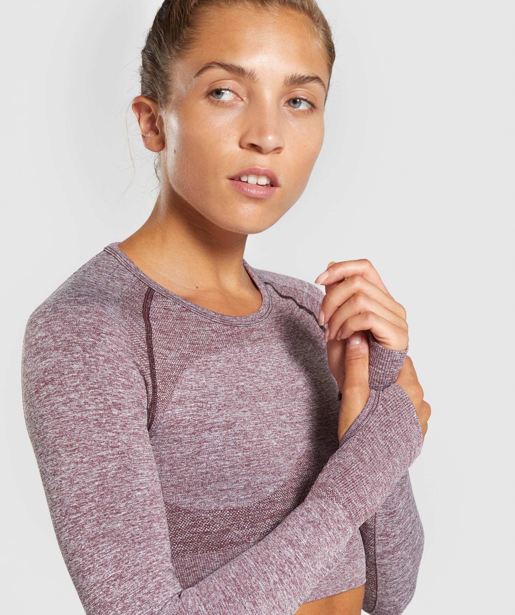 Flex Sports Long Sleeve Crop Top in Berry/Rose