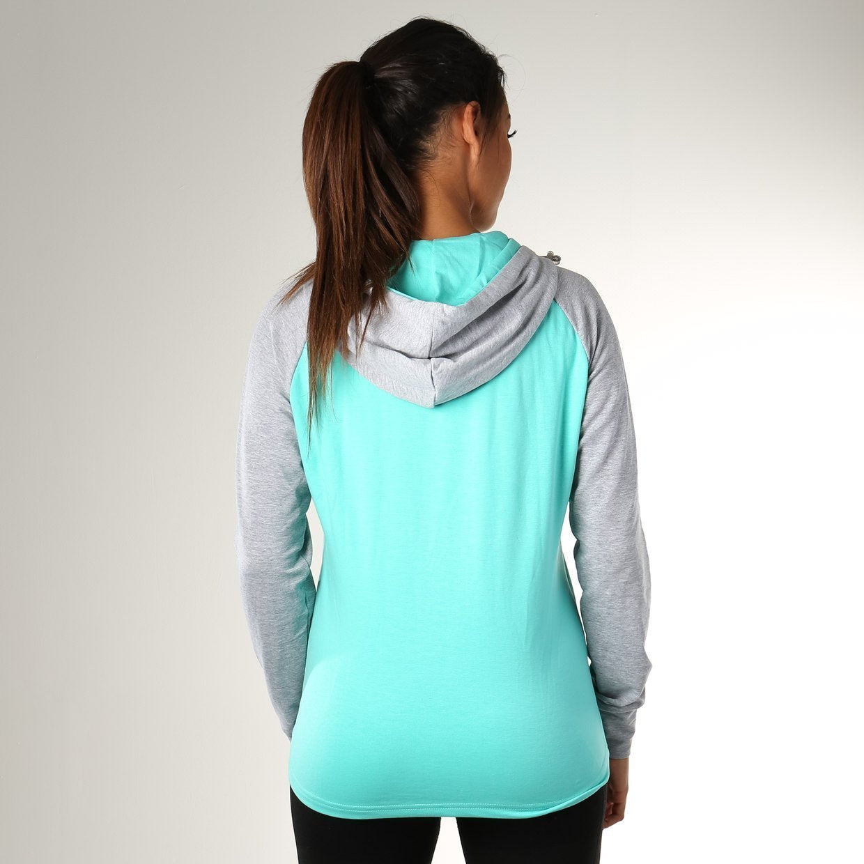 Fit Hoodie in Grey Marl/Mint Green - view 4