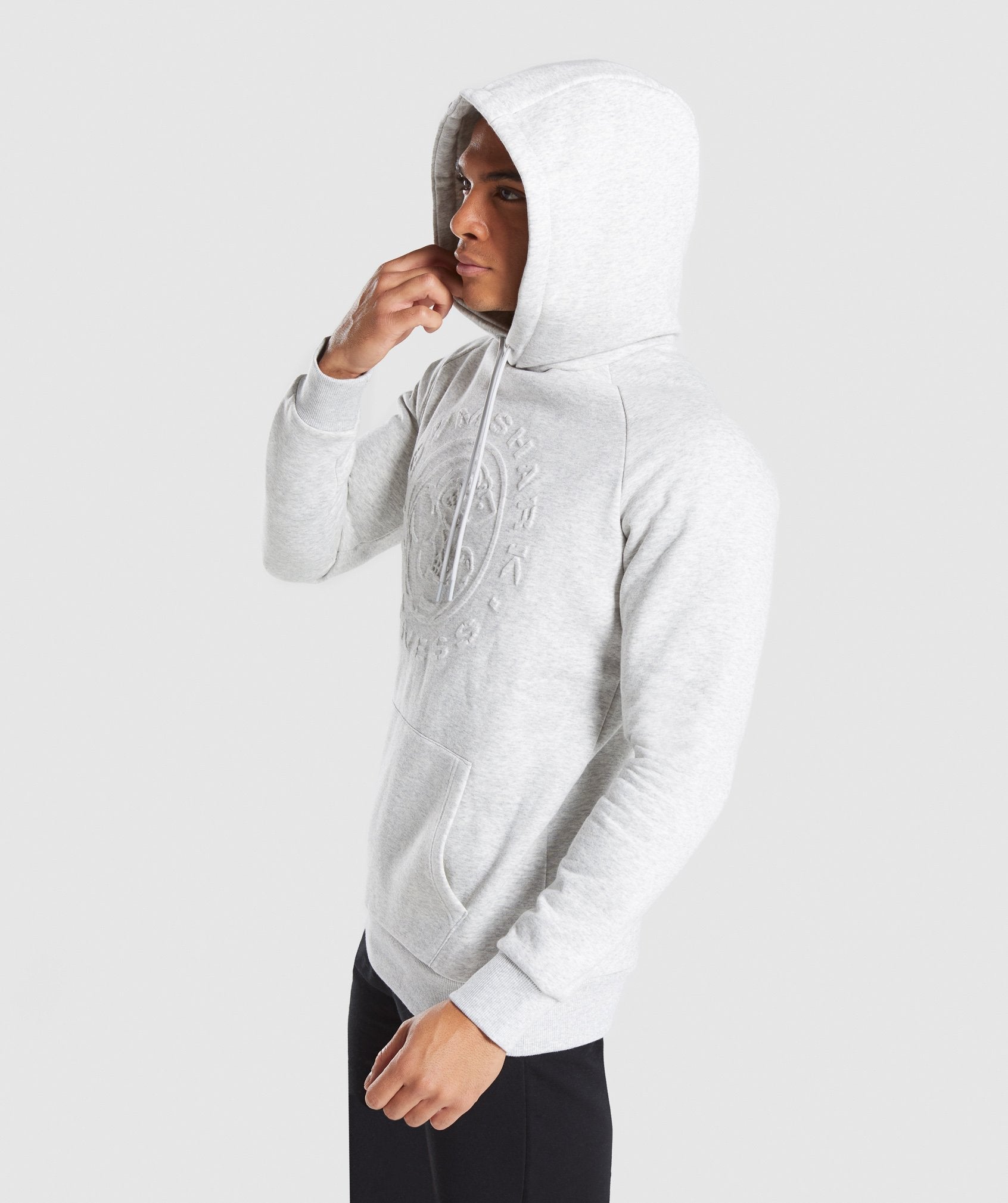 Legacy Debossed Hoodie- Wolf Grey Marl in null - view 3