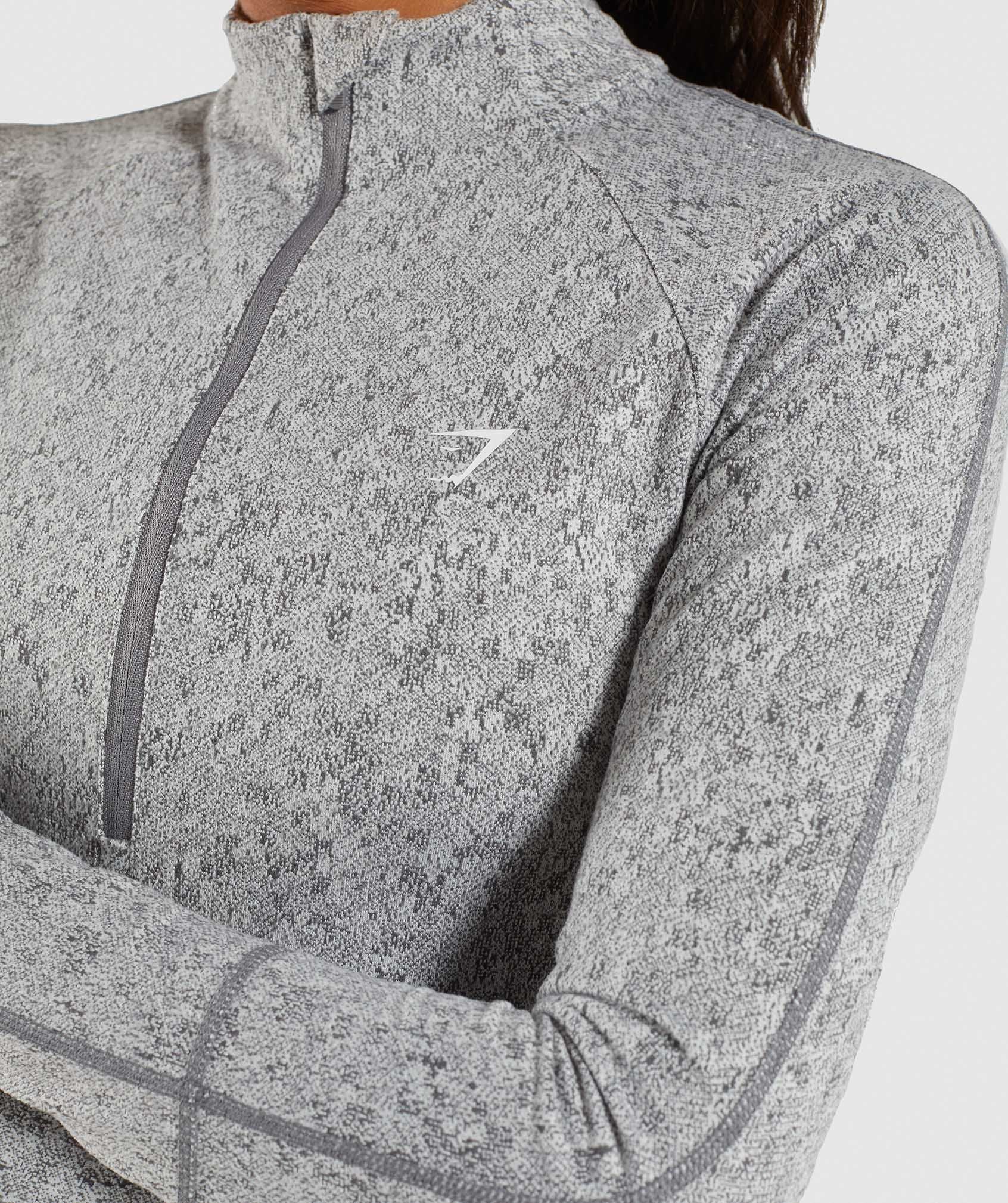 Fleur Texture 1/2 Zip Pullover in Charcoal Marl - view 6