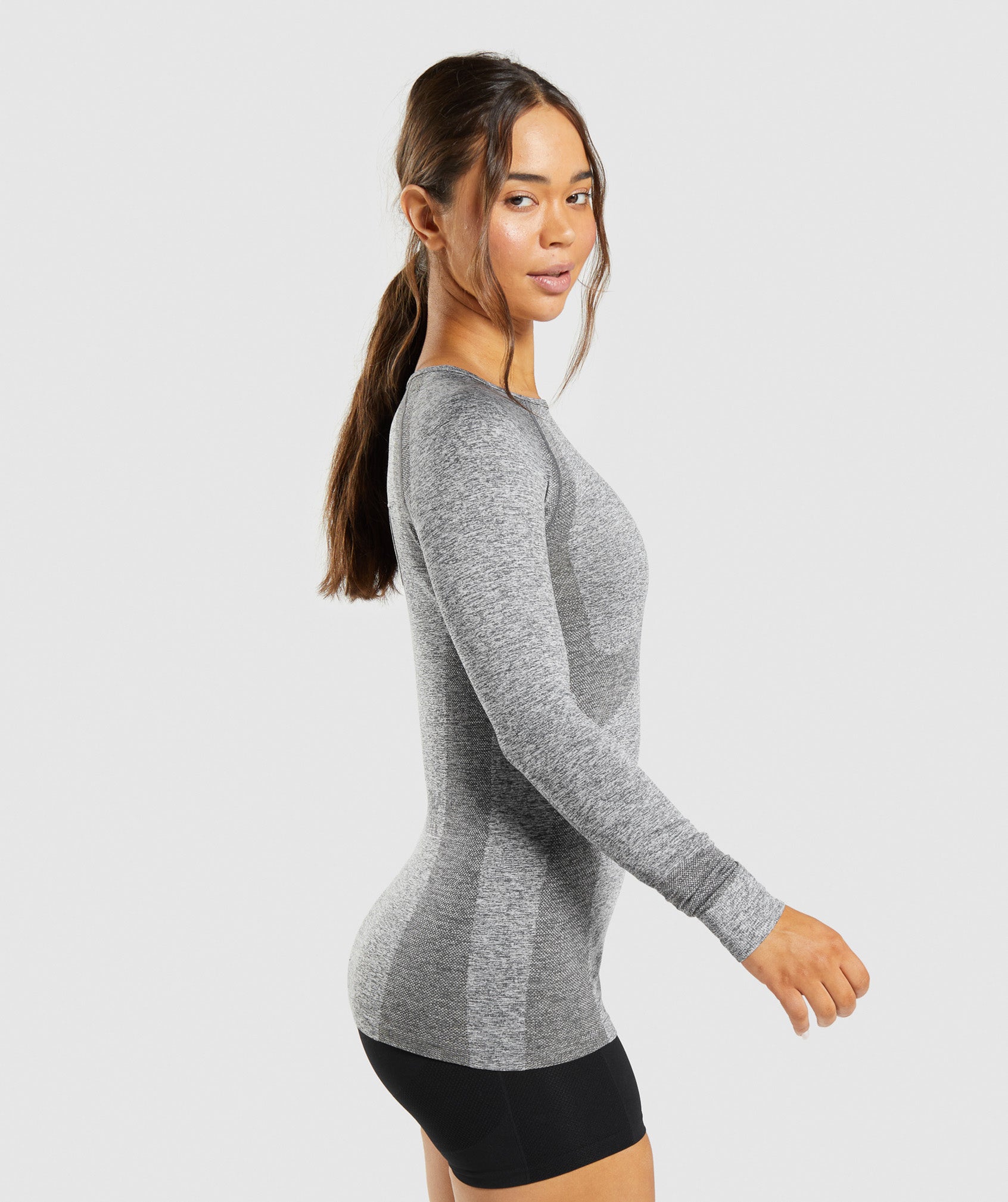 Flex Long Sleeve Top in Charcoal Marl - view 3