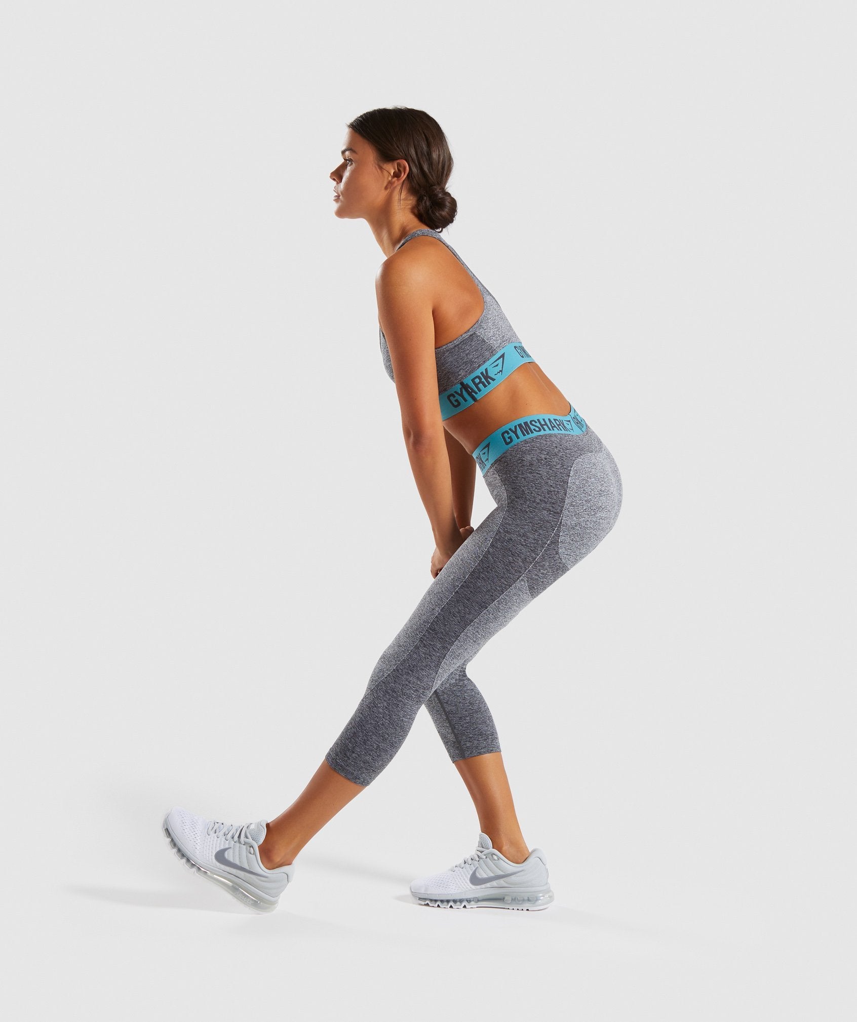 Flex Cropped Leggings in Charcoal Marl/Dusky Teal - view 4