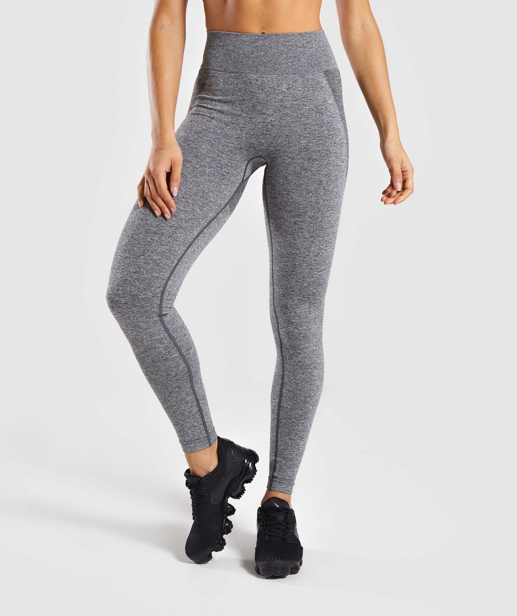 Gymshark Flex High Waisted Leggings - Charcoal Marl/ Dusky Pink 