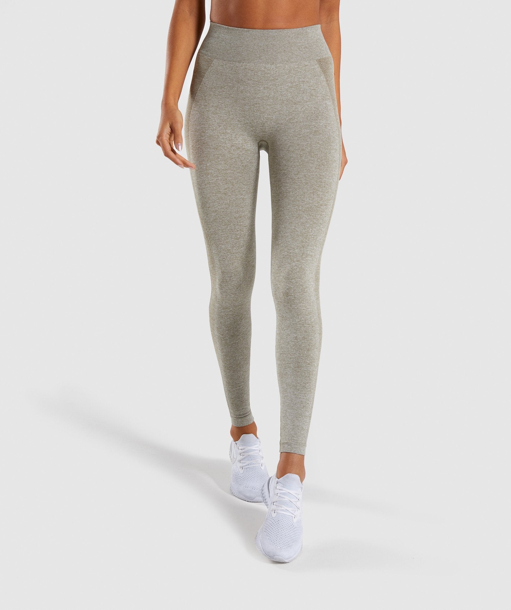 Flex High Waisted Leggings in Washed Khaki Marl/Blush Nude - view 2