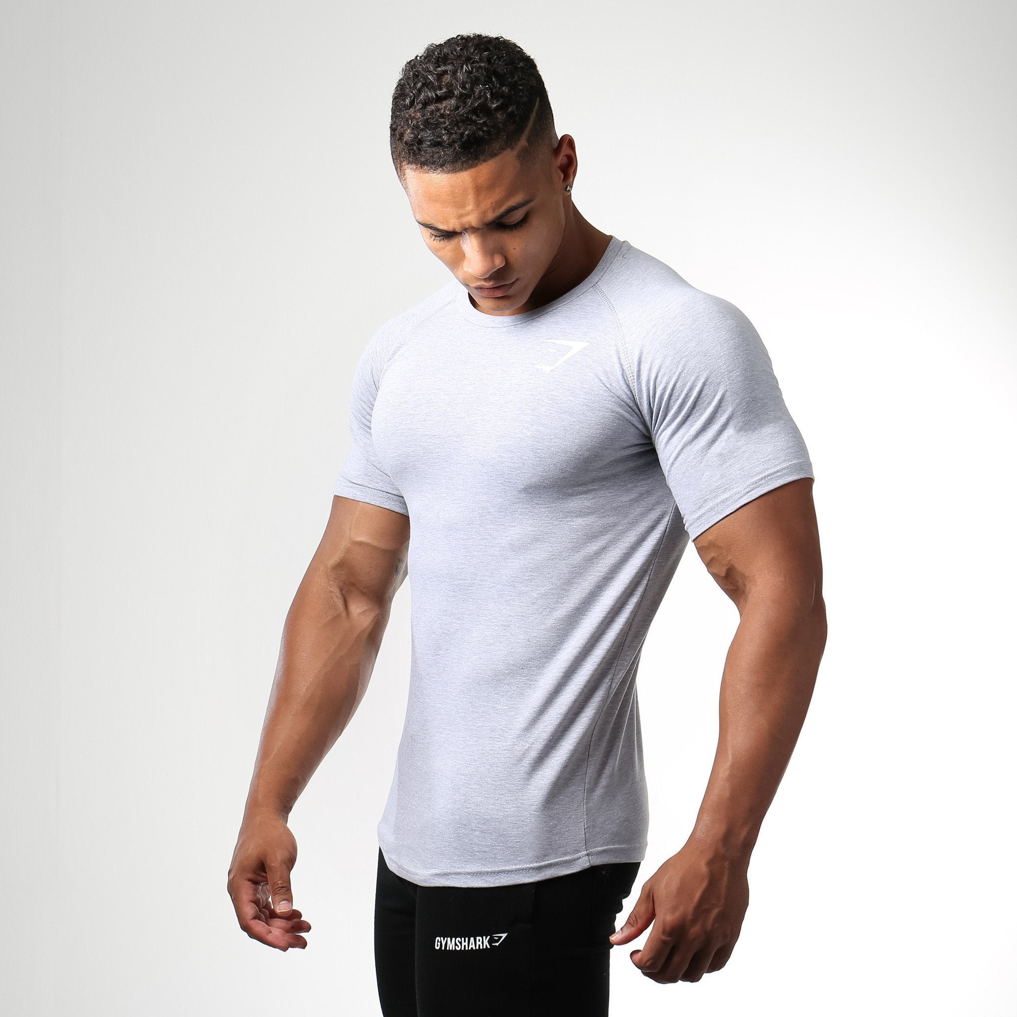 Form Fitted T-Shirt in Light Grey Marl - view 3