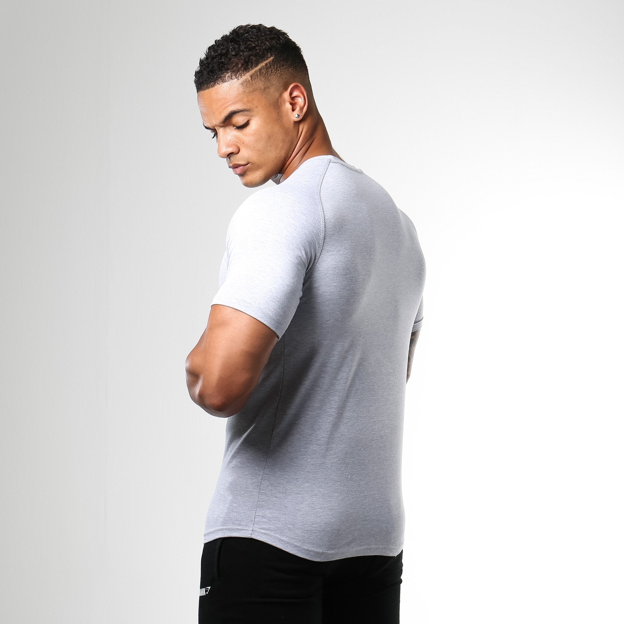 Form Fitted T-Shirt in Light Grey Marl - view 2
