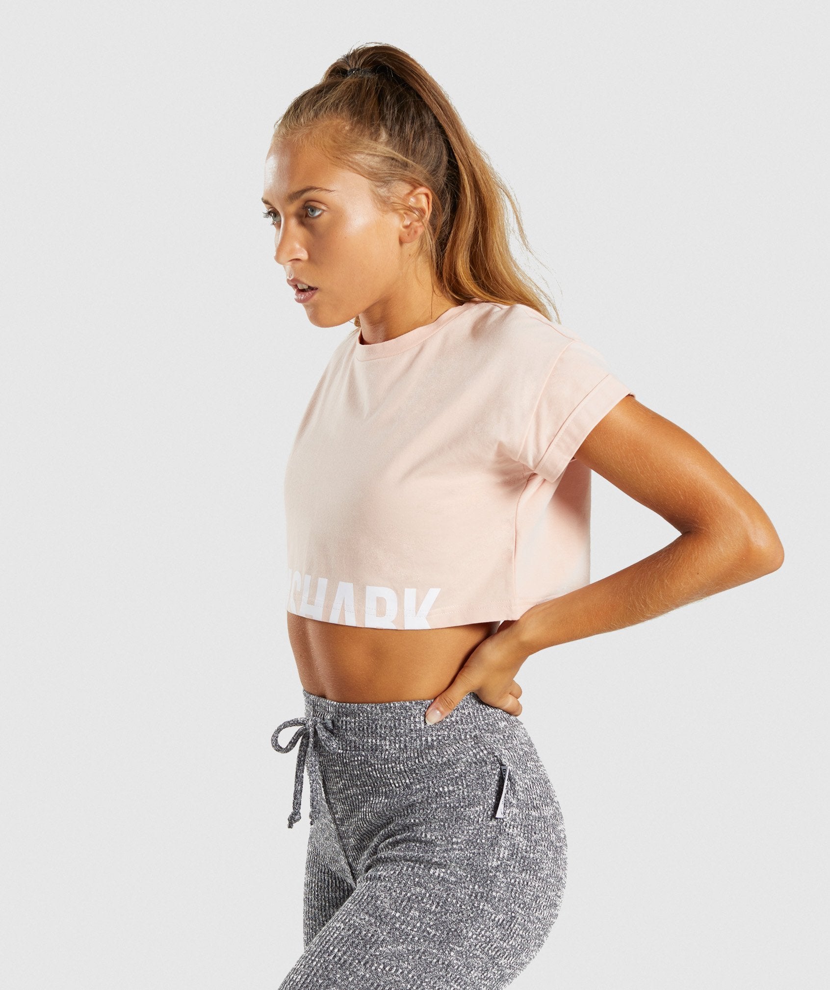 Fraction Crop Top in Blush Nude/White - view 3