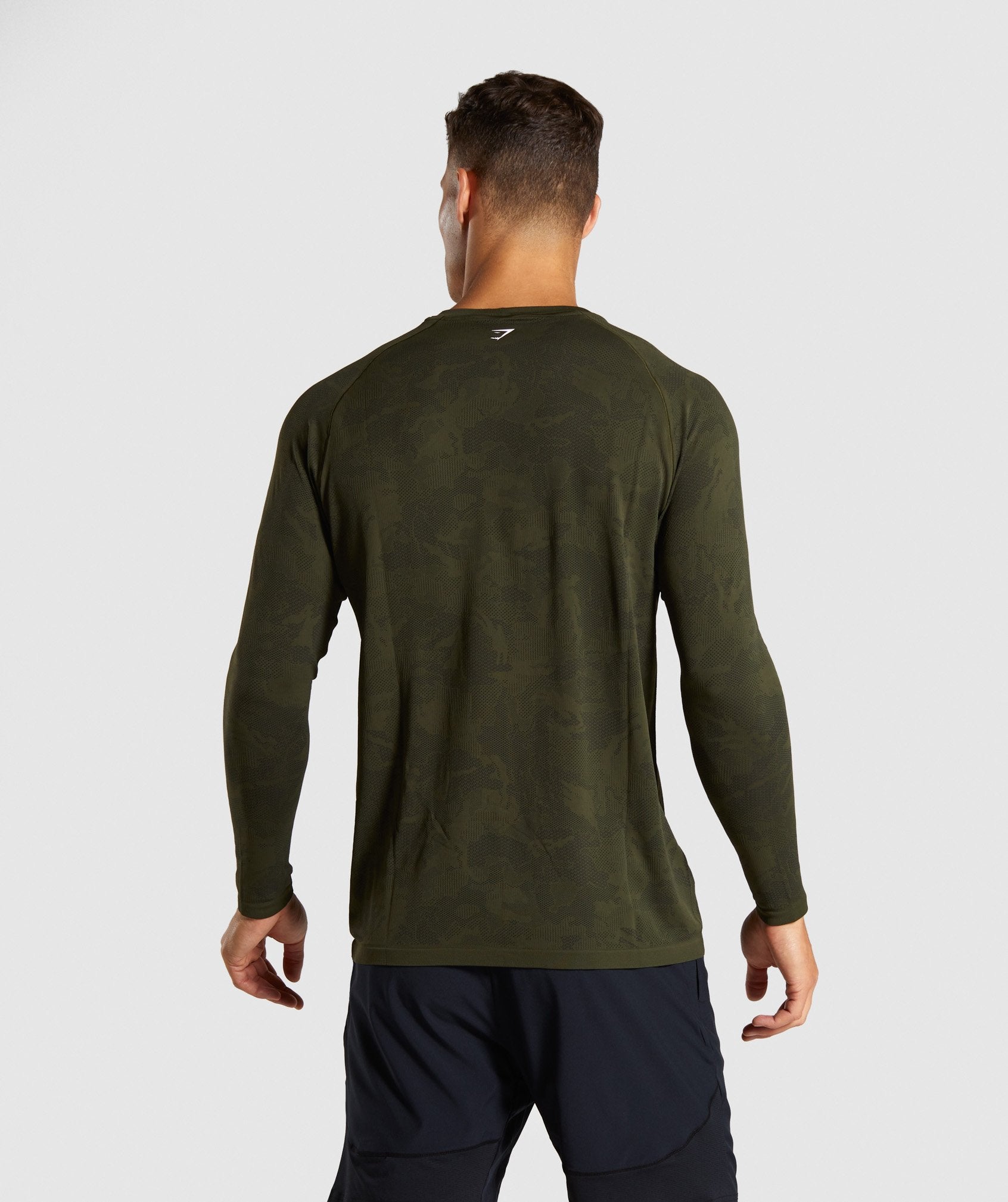 Geo Lightweight Seamless Long Sleeve T-Shirt in Dark Green