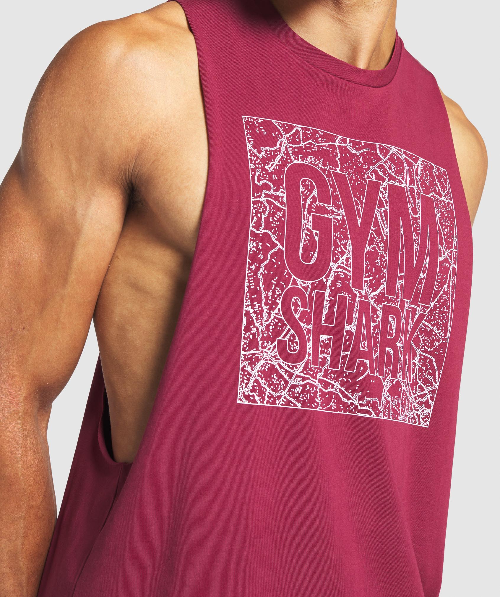 Graphic Map Tank in Claret - view 6
