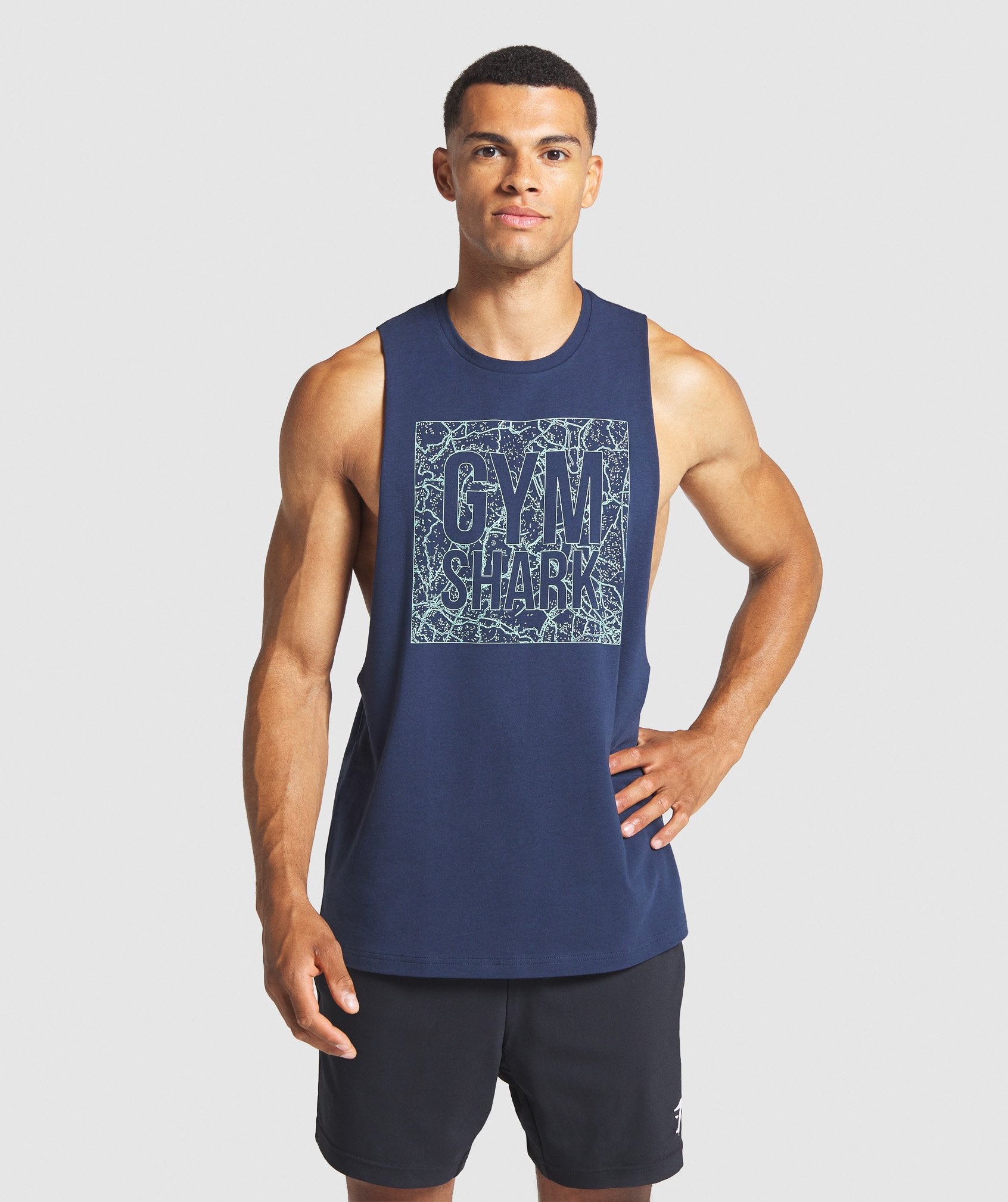 Graphic Map Tank in Dark Blue