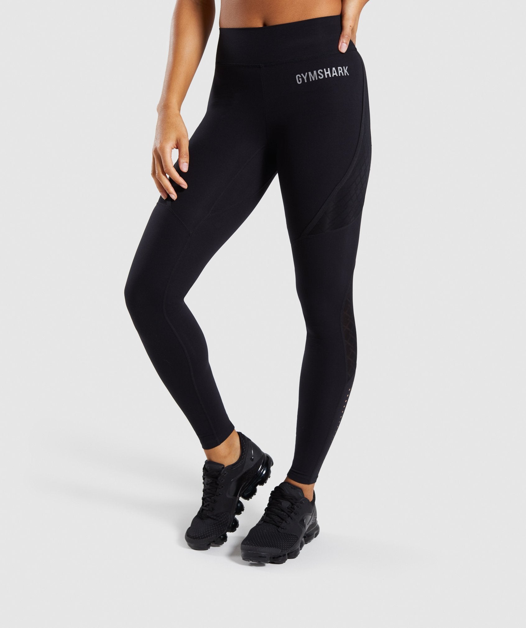 Geo Mesh Leggings in Black - view 1