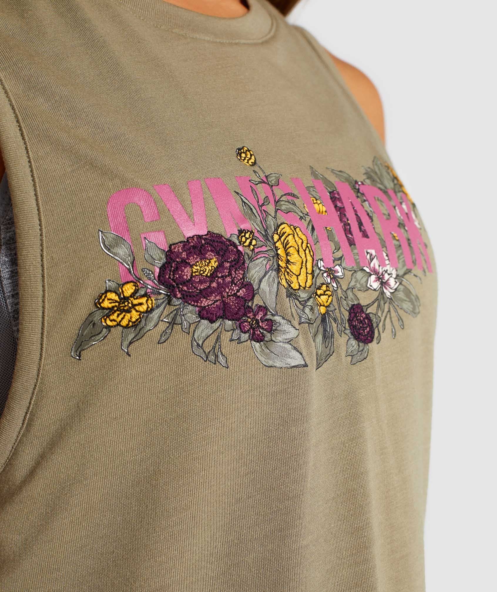 Floral Graphic Tank in Khaki - view 5
