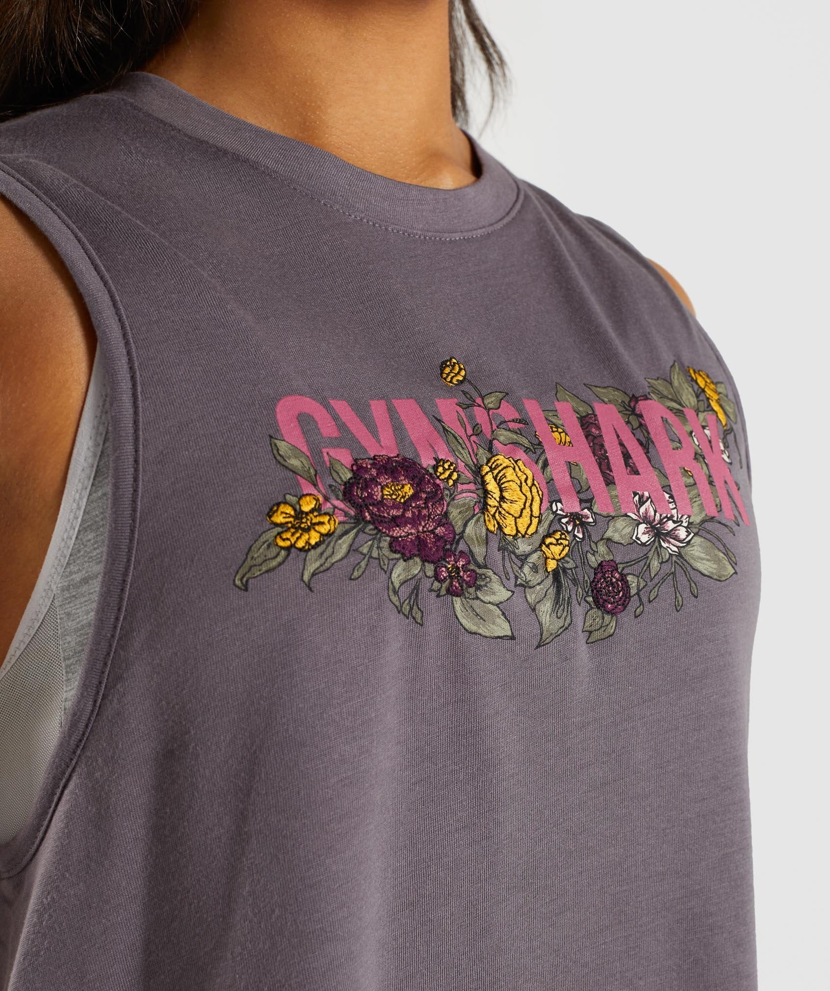 Floral Graphic Tank in Slate Lavender - view 6