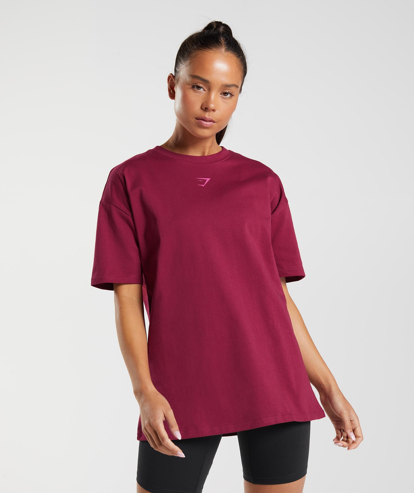 Fraction Oversized T-Shirt in Currant Pink - view 2