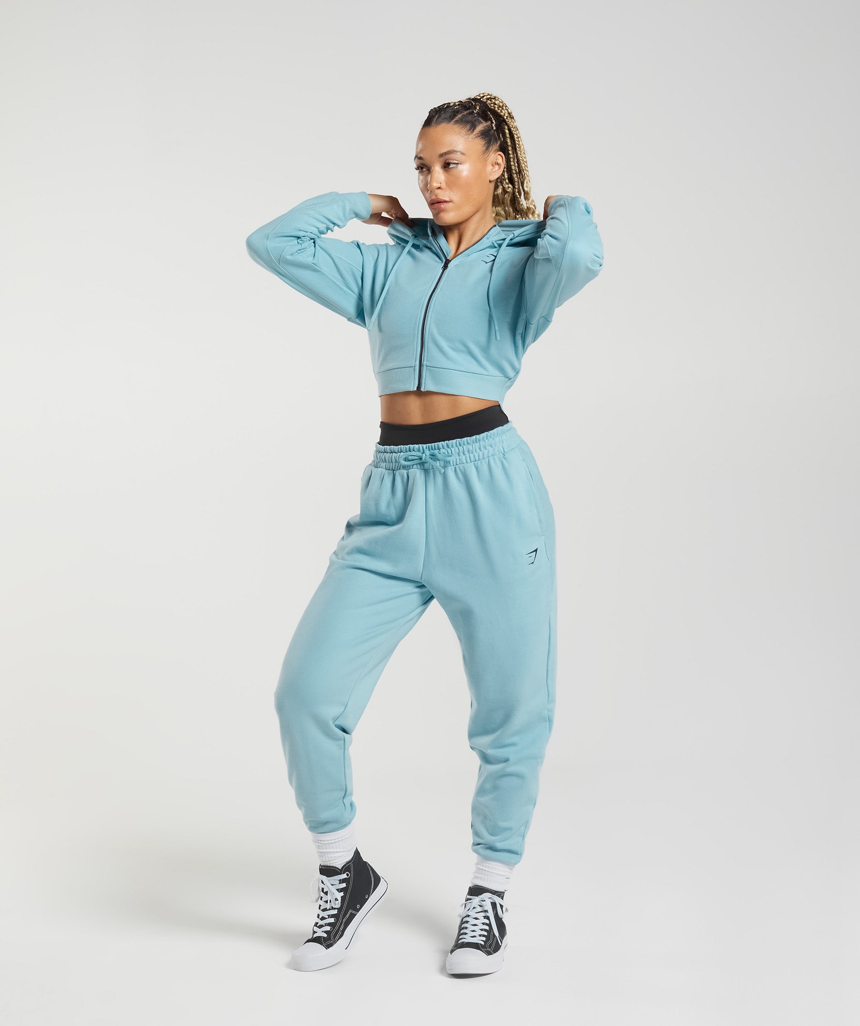 GS Power Cropped Zip Hoodie in Iceberg Blue - view 4