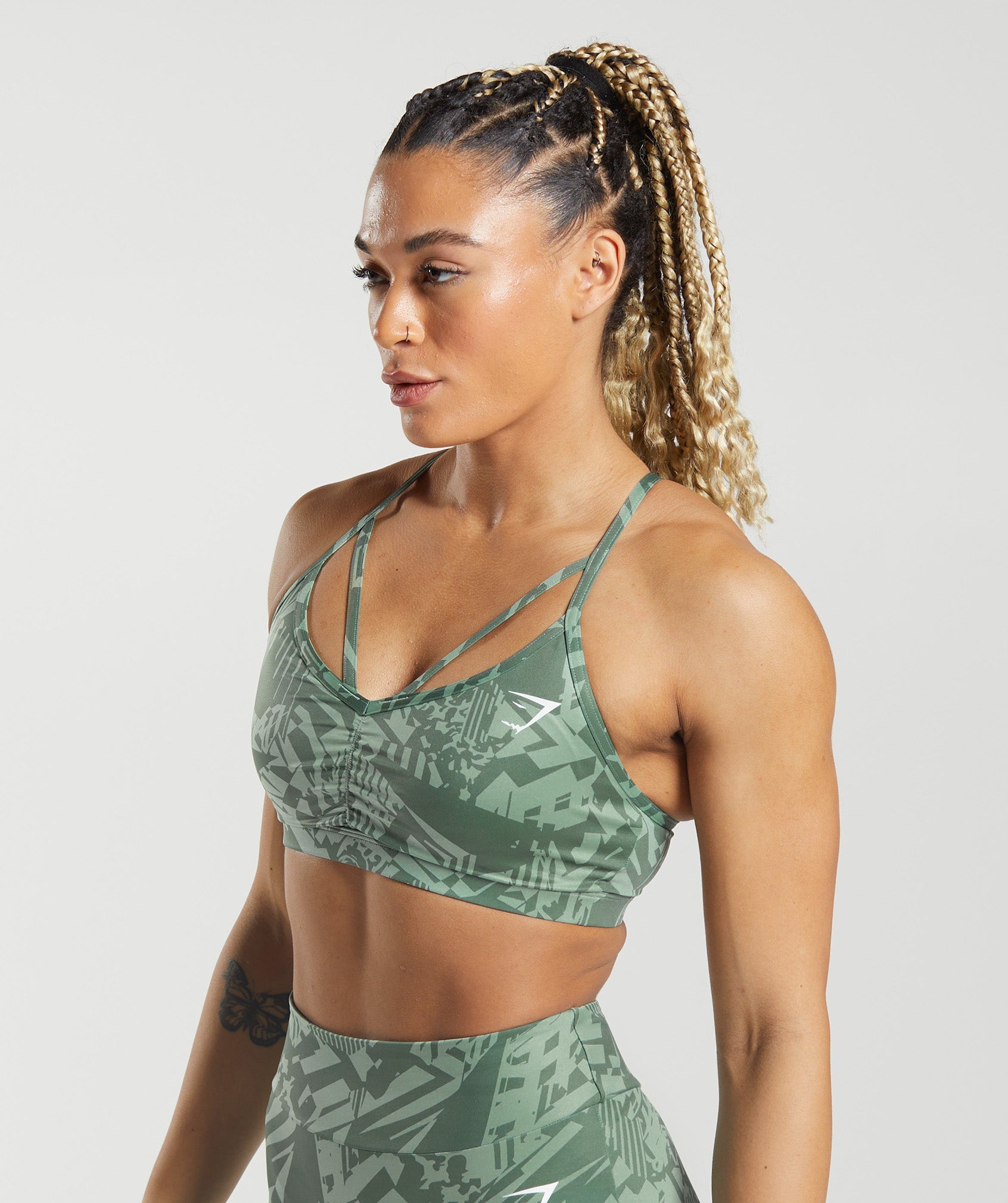 GS Power Sports Bra in Sage Green Print