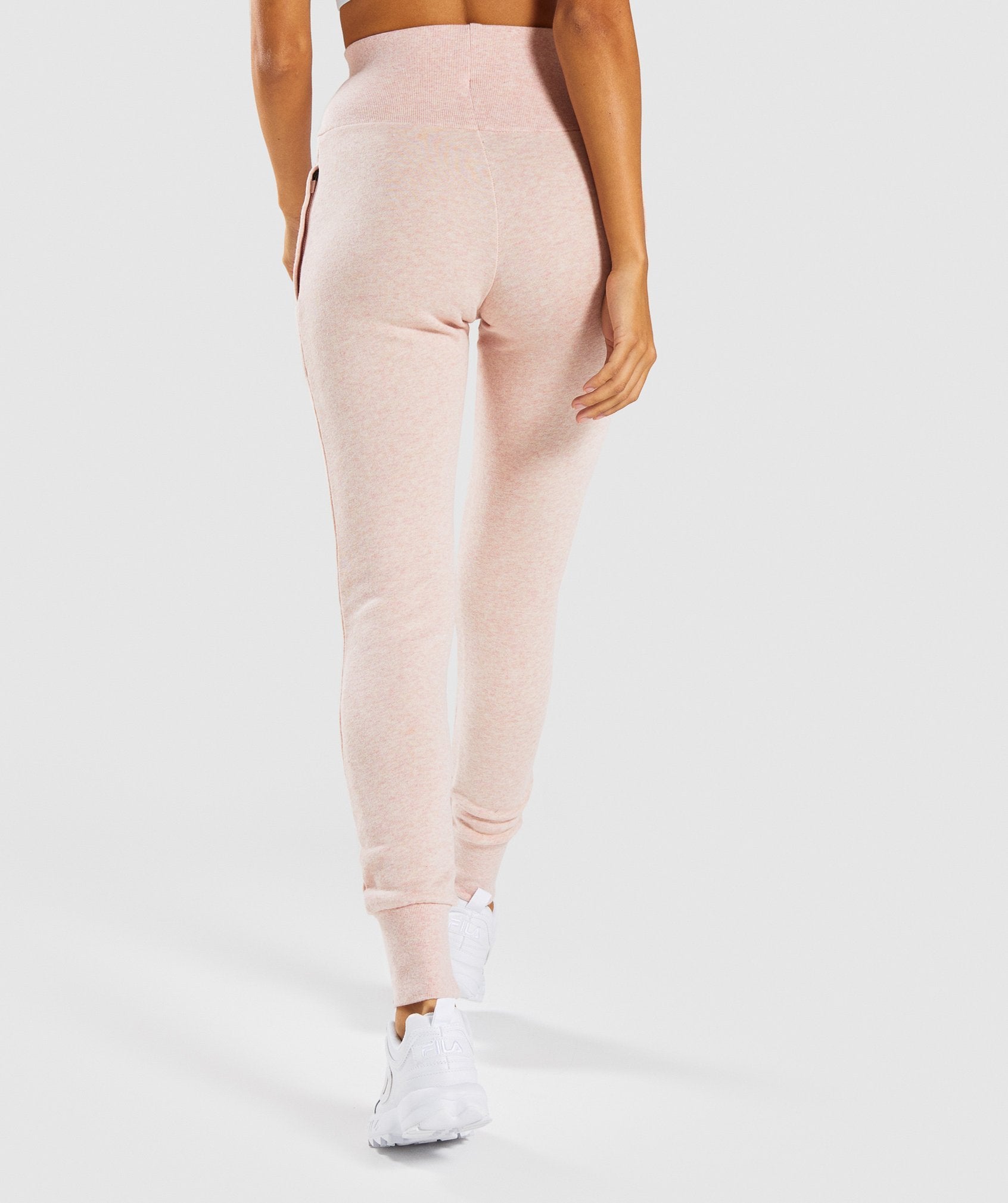 High Waisted Joggers in Blush Nude Marl - view 2