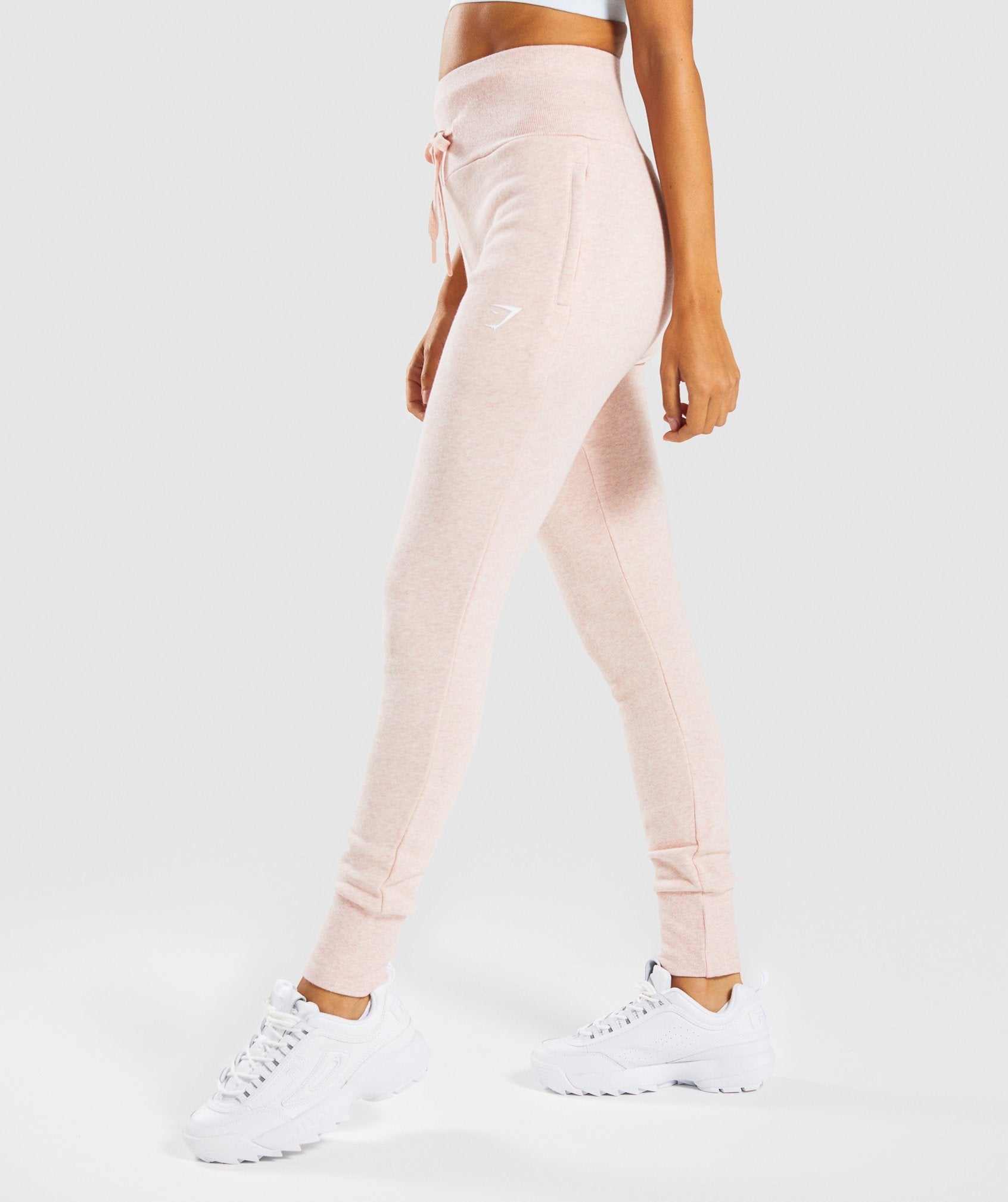 High Waisted Joggers in Blush Nude Marl - view 3