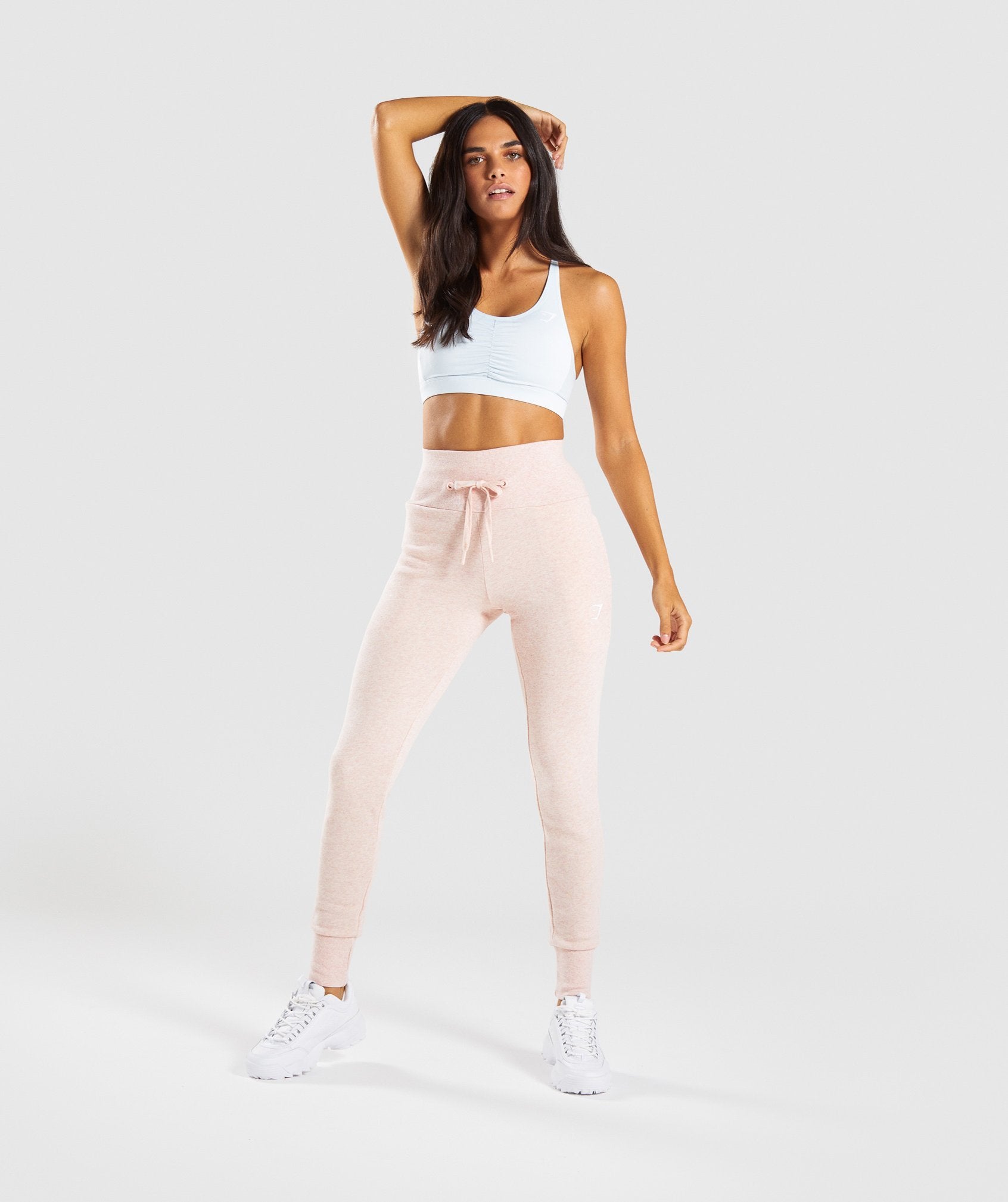 High Waisted Joggers in Blush Nude Marl - view 4