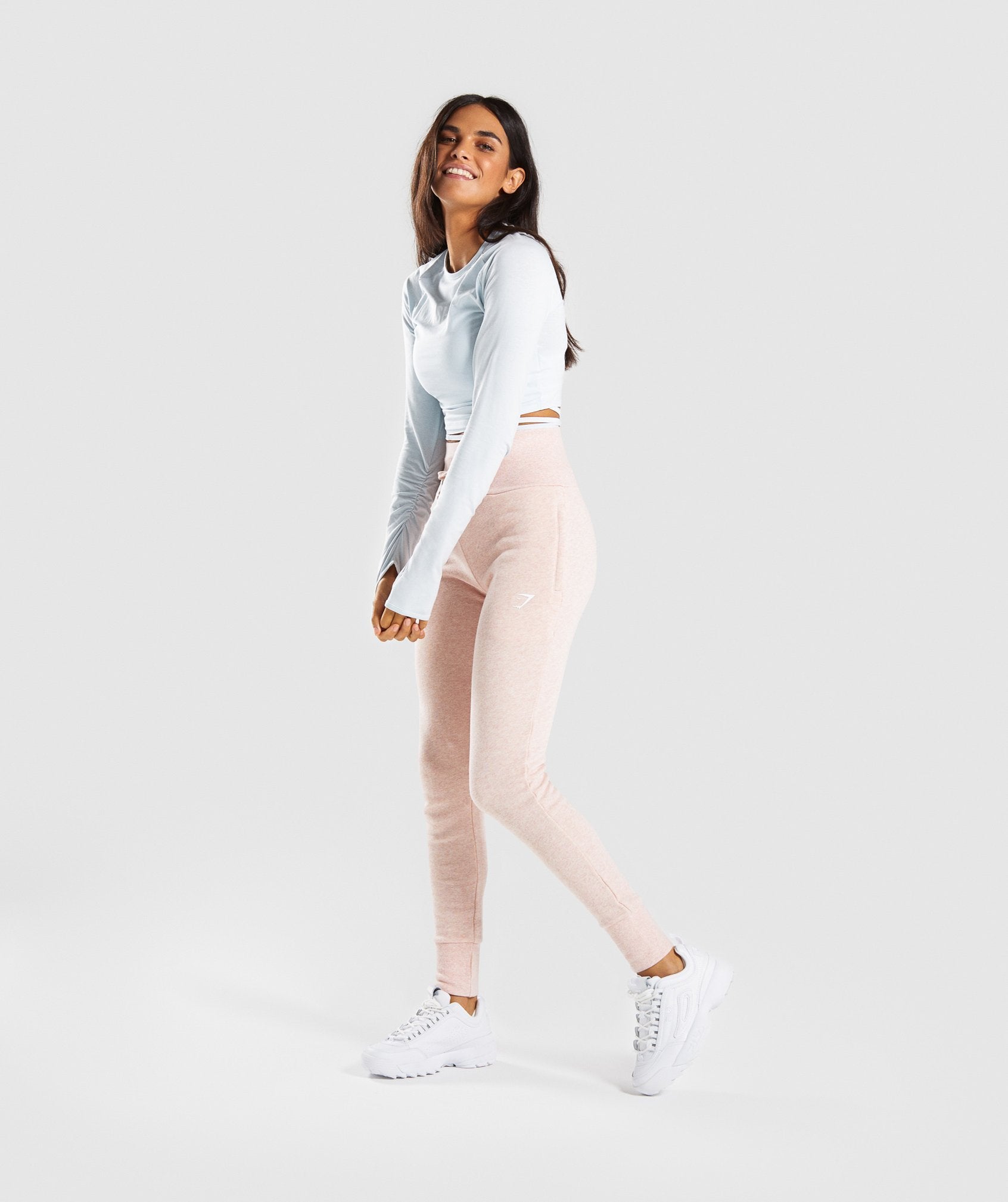 High Waisted Joggers in Blush Nude Marl - view 5