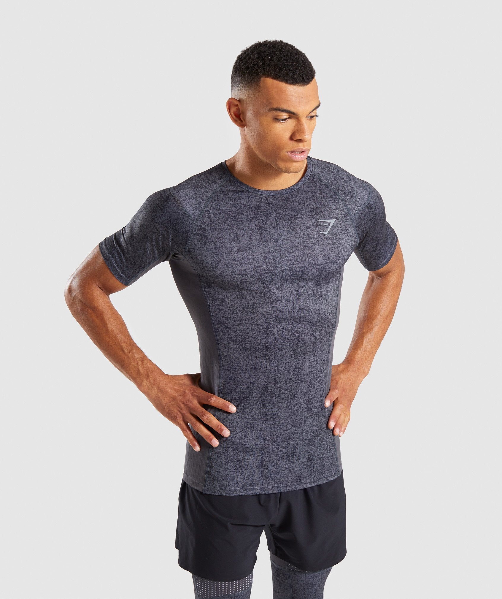 Hybrid Baselayer Top in Charcoal Marl - view 2