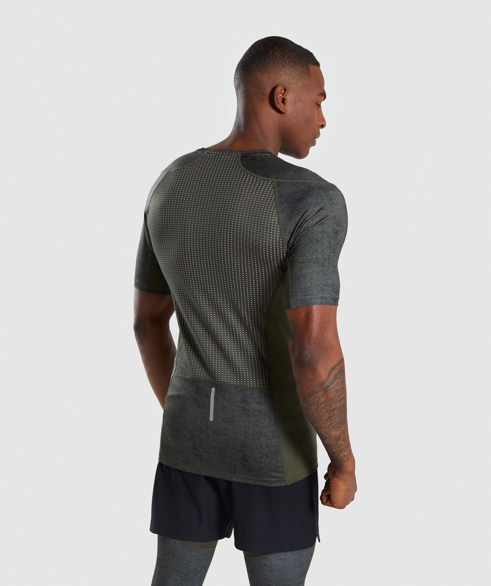 Hybrid Baselayer Top in Woodland Green Marl - view 2