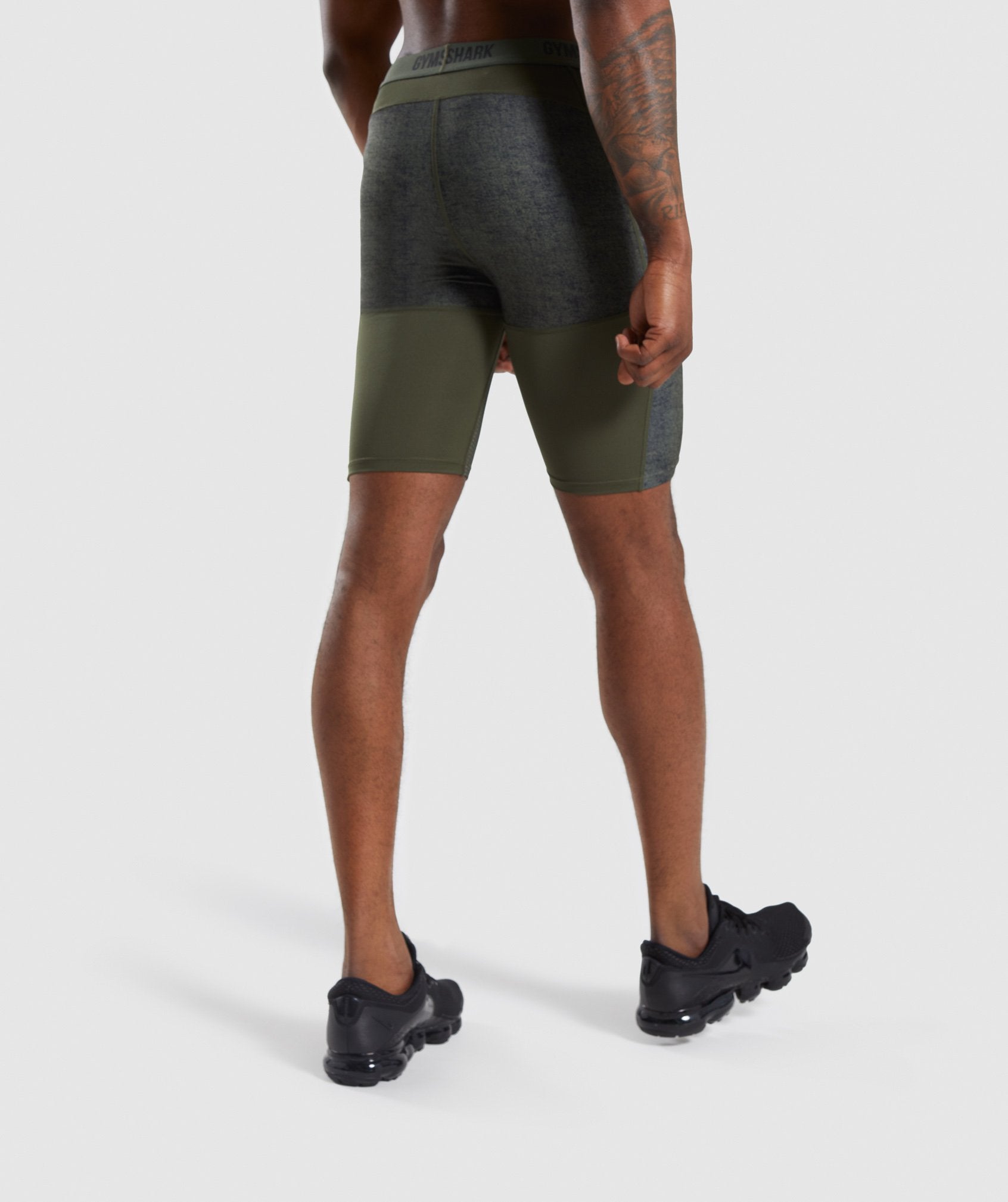Hybrid Baselayer Shorts in Woodland Green Marl - view 2