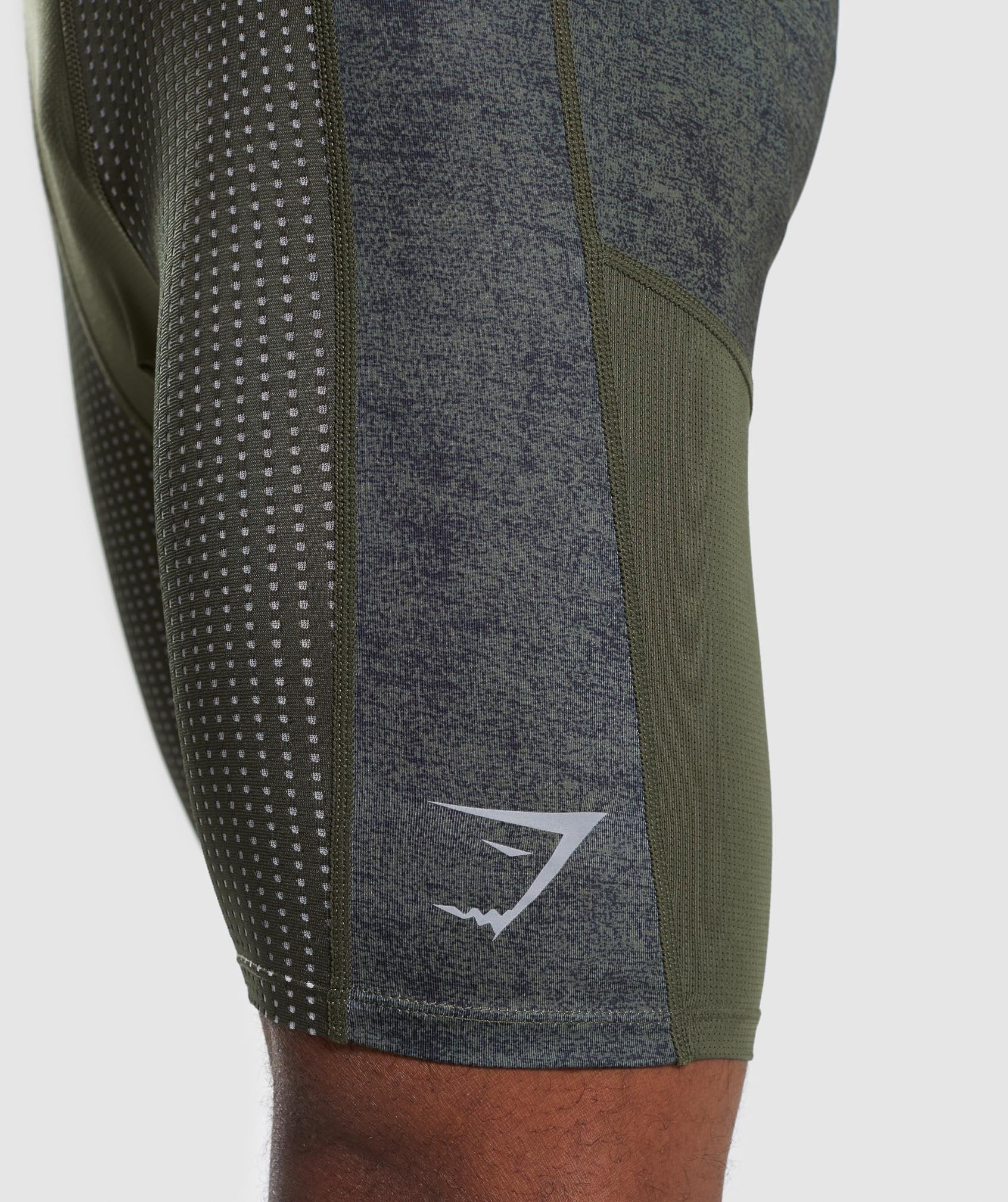 Hybrid Baselayer Shorts in Woodland Green Marl - view 6