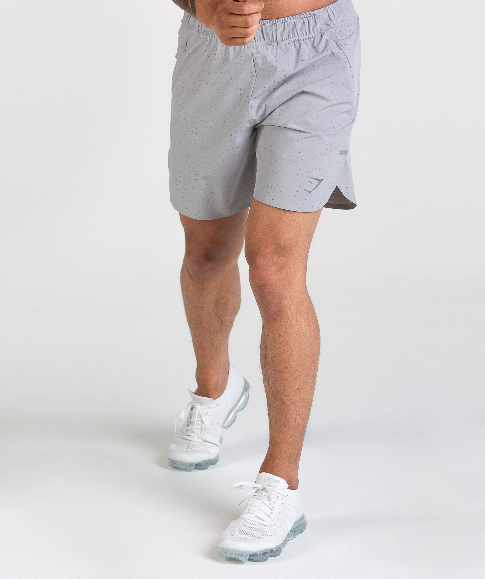 Perforated Shorts in Light Grey - view 1