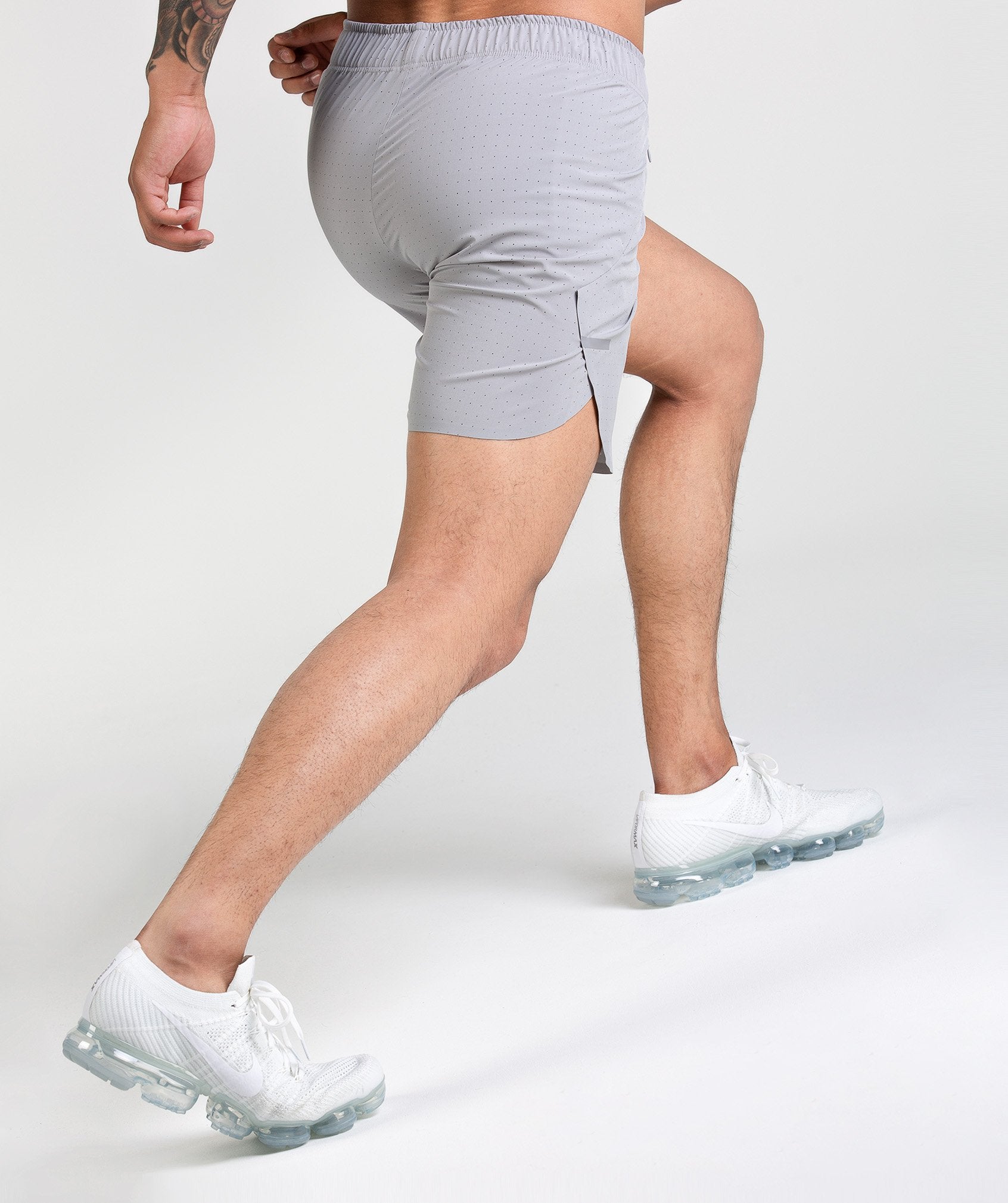 Perforated Shorts in Light Grey - view 4