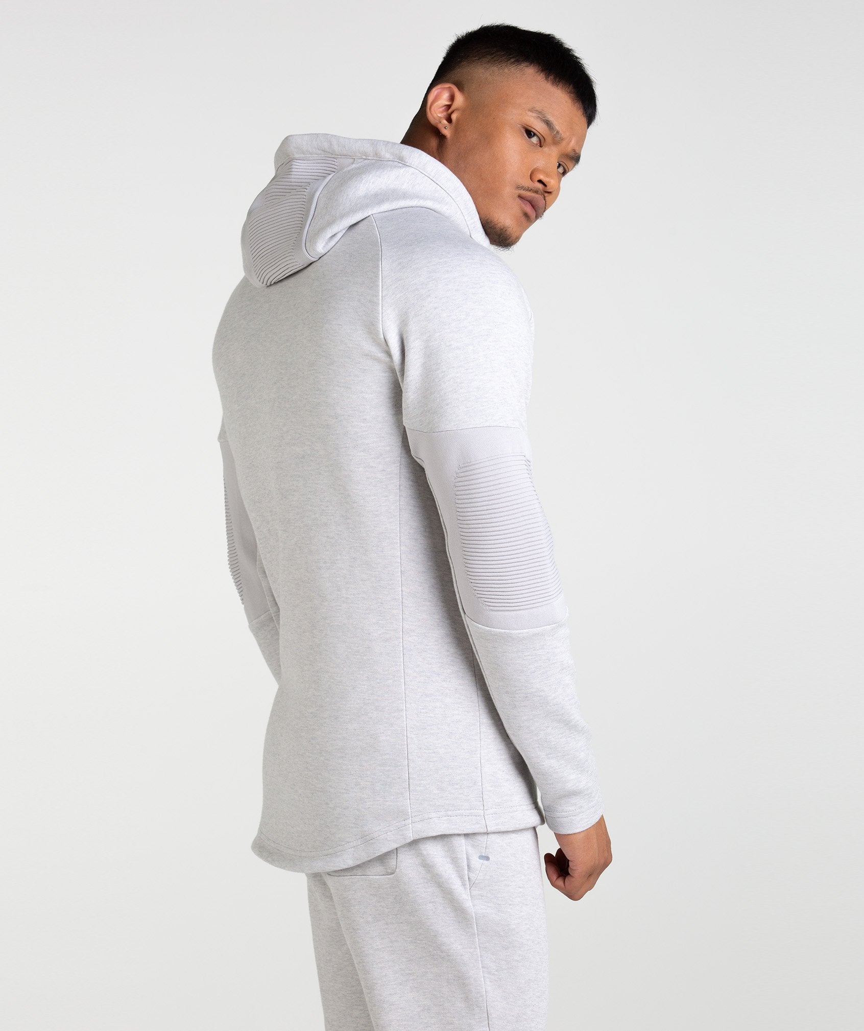 Ozone Zip Up Hoodie in Light Grey Marl - view 2