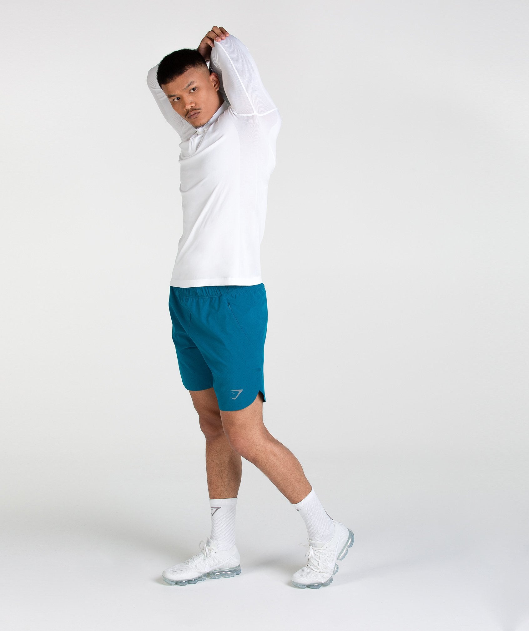 Perforated Shorts in Deep Teal - view 4