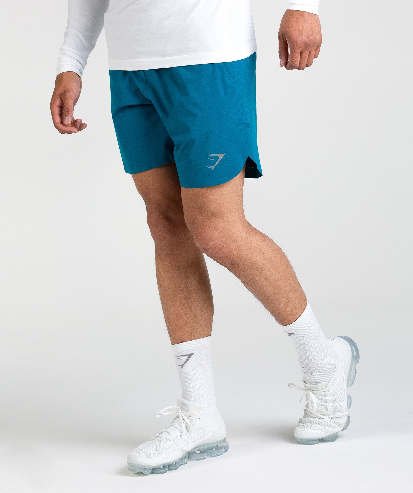 Perforated Shorts in Deep Teal - view 3
