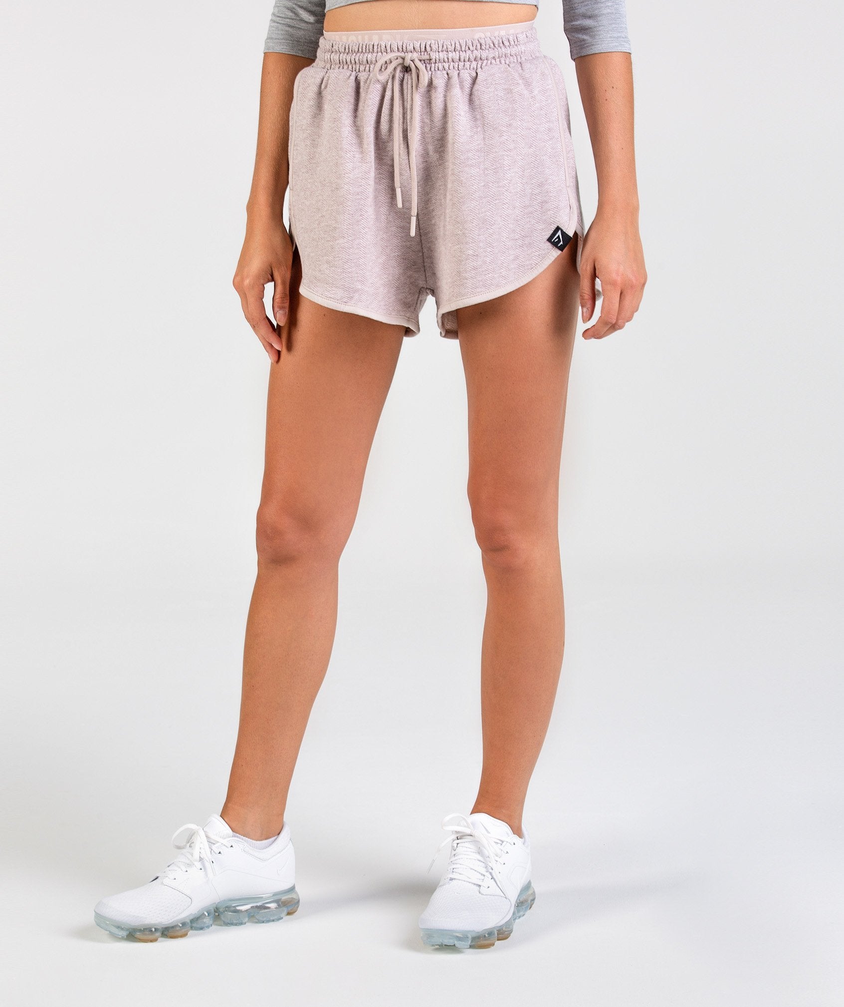 Heather Dual Band Shorts in Taupe Marl - view 4