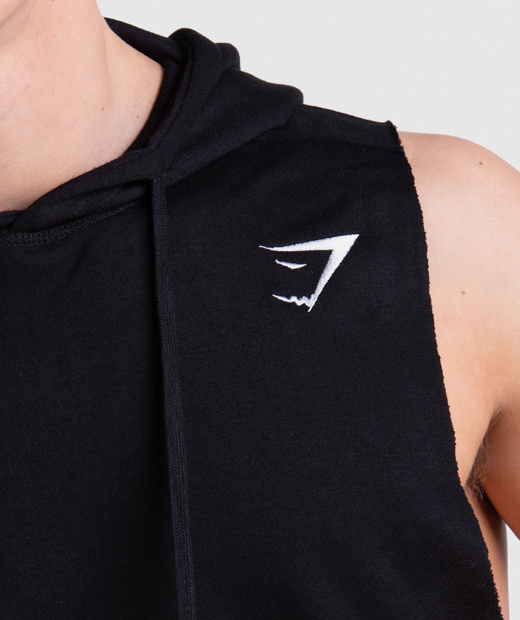 Drop Arm Sleeveless Hoodie in Black - view 5