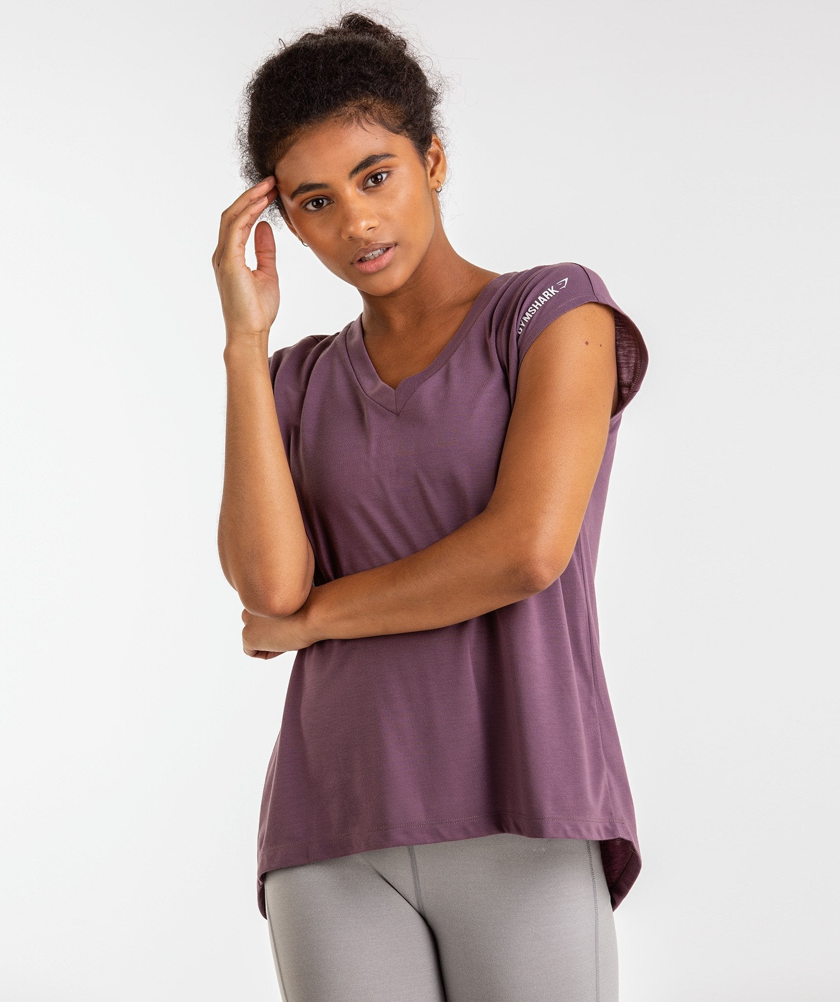 Pleat Back Tee in Purple Wash - view 1