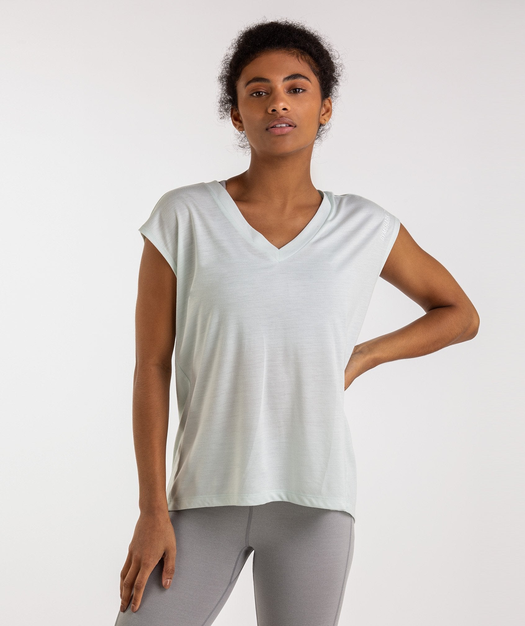 Pleat Back Tee in Sea Foam Green - view 2