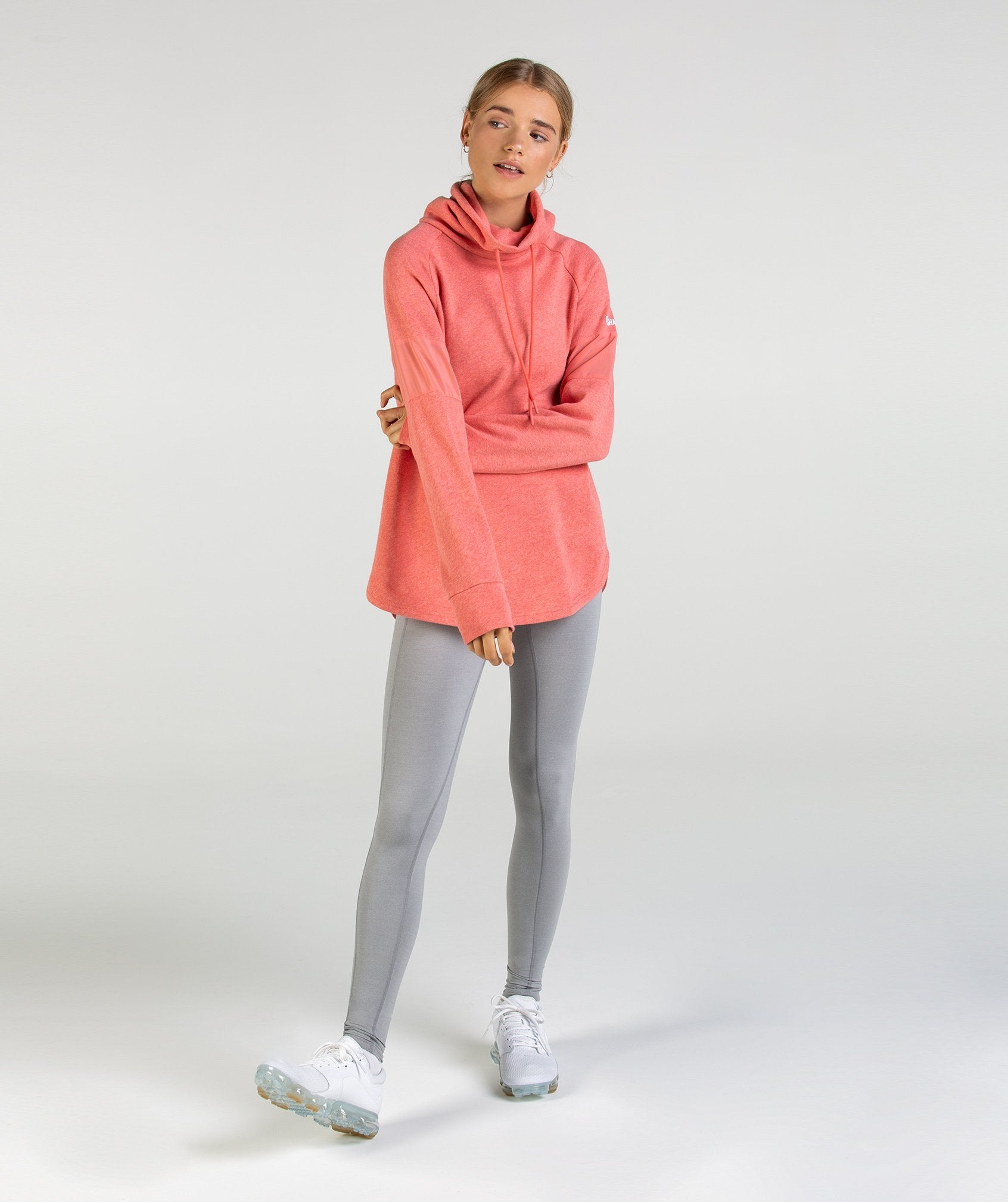 Slouch Hoodie in Peach Coral Marl - view 4