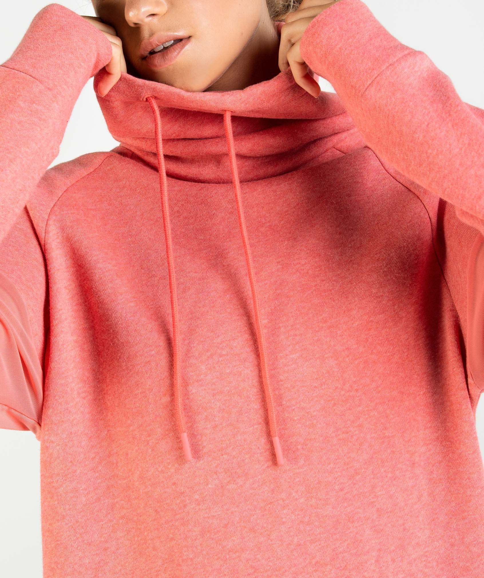 Slouch Hoodie in Peach Coral Marl - view 5