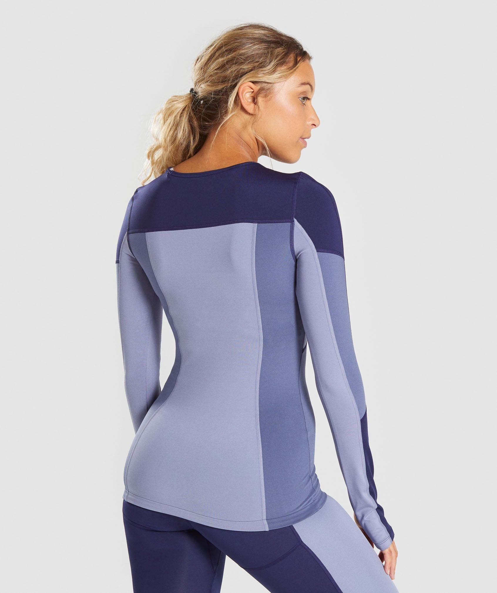 Illusion Long Sleeve Top in Evening Navy Blue/Steel Blue/Night Shadow Blue - view 2