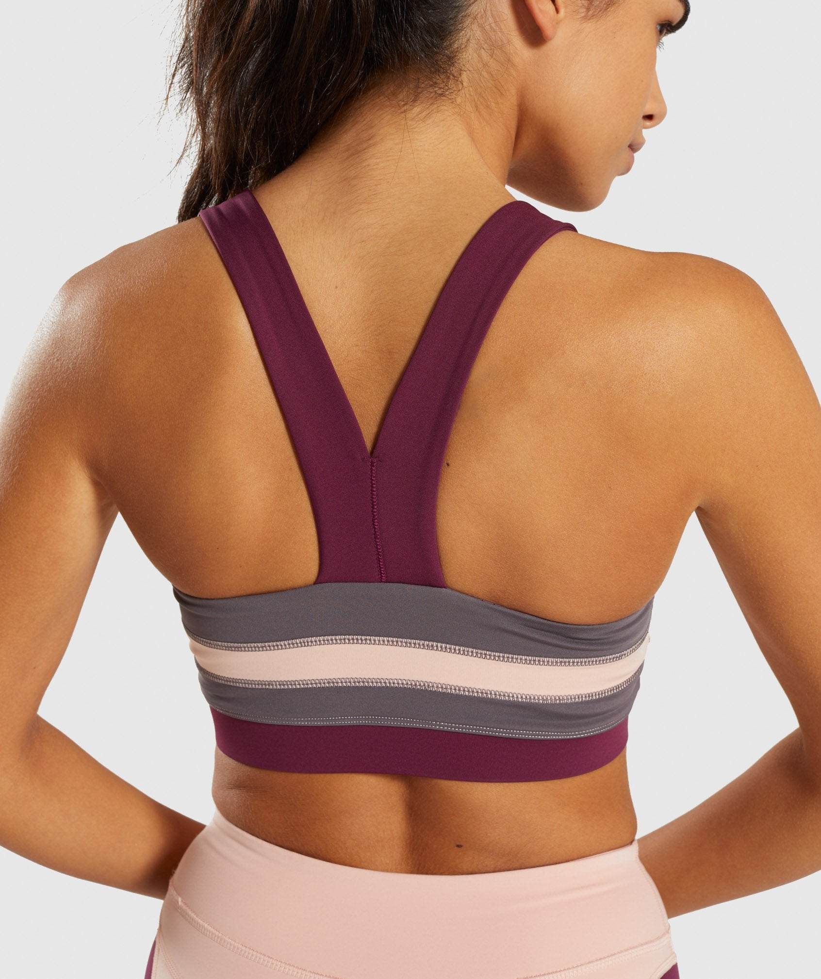 Illusion Sports Bra in Dark Ruby/Blush Nude/Slate Lavender - view 5