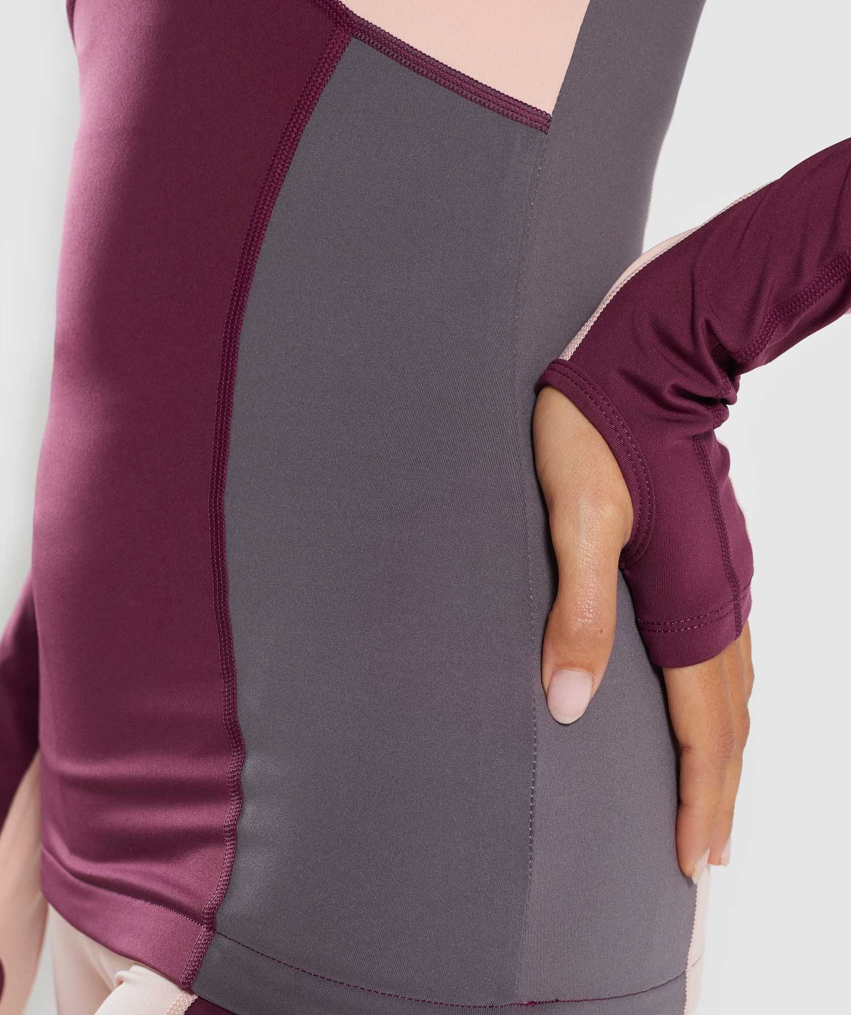 Illusion Long Sleeve Top in Dark Ruby/Blush Nude/Slate Lavender - view 6