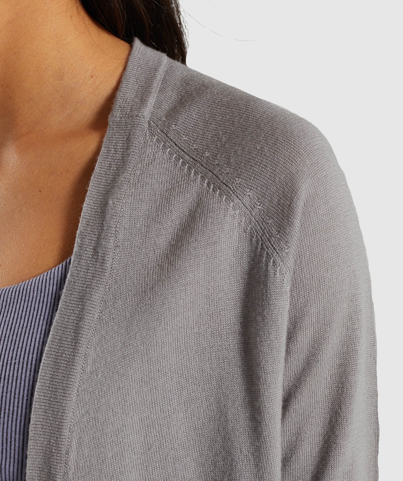 Isla Knit Open Cardigan in Light Grey - view 5