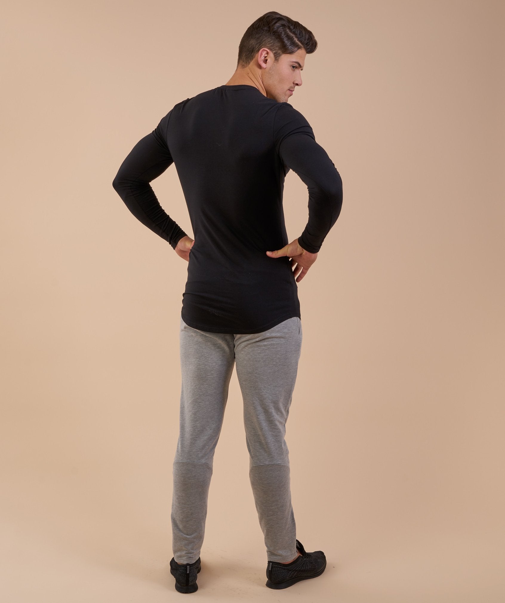 Solace Longline Long Sleeve T-shirt in Black - view 2