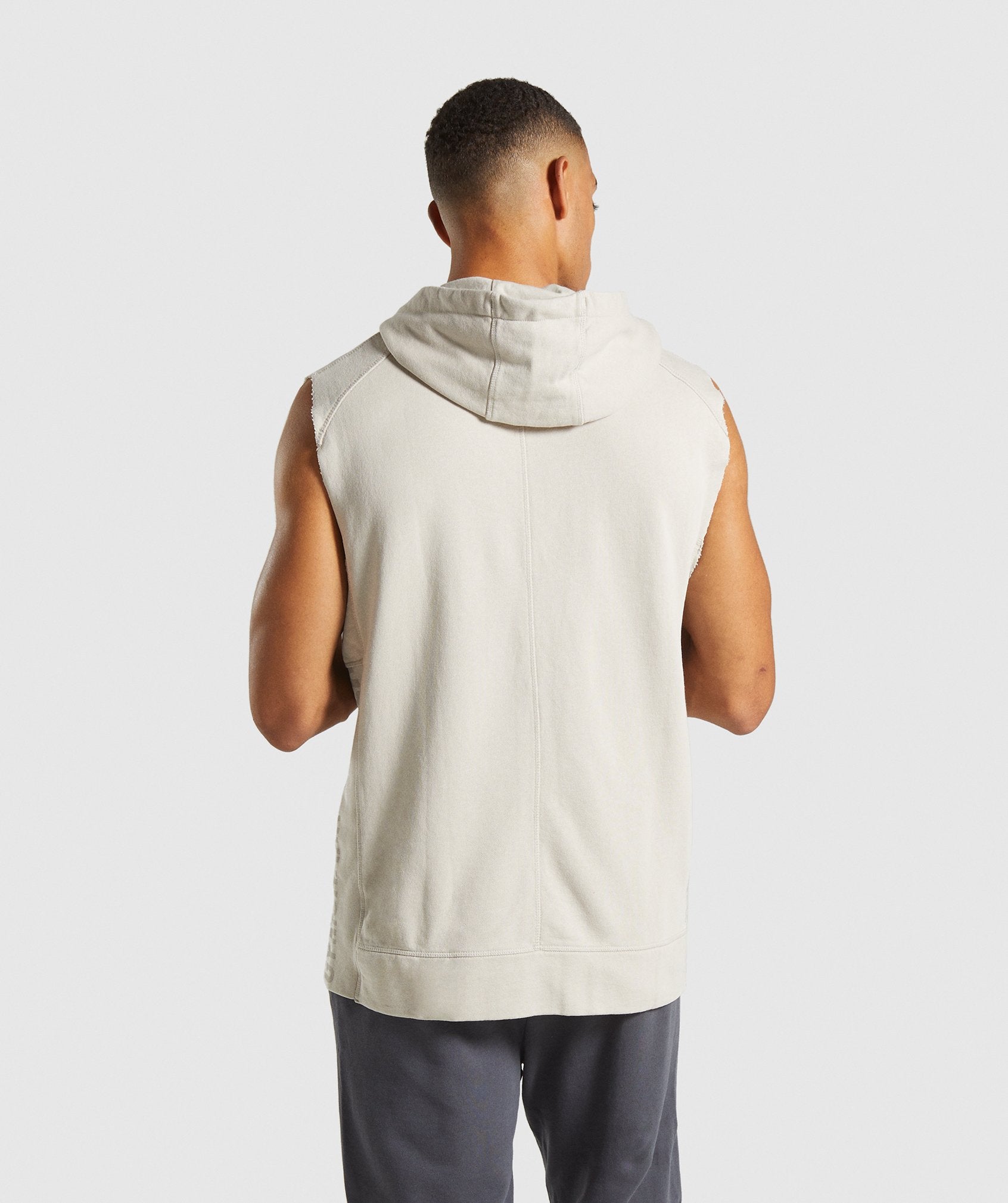 Laundered Sleeveless Hoodie in Chalk Grey - view 2